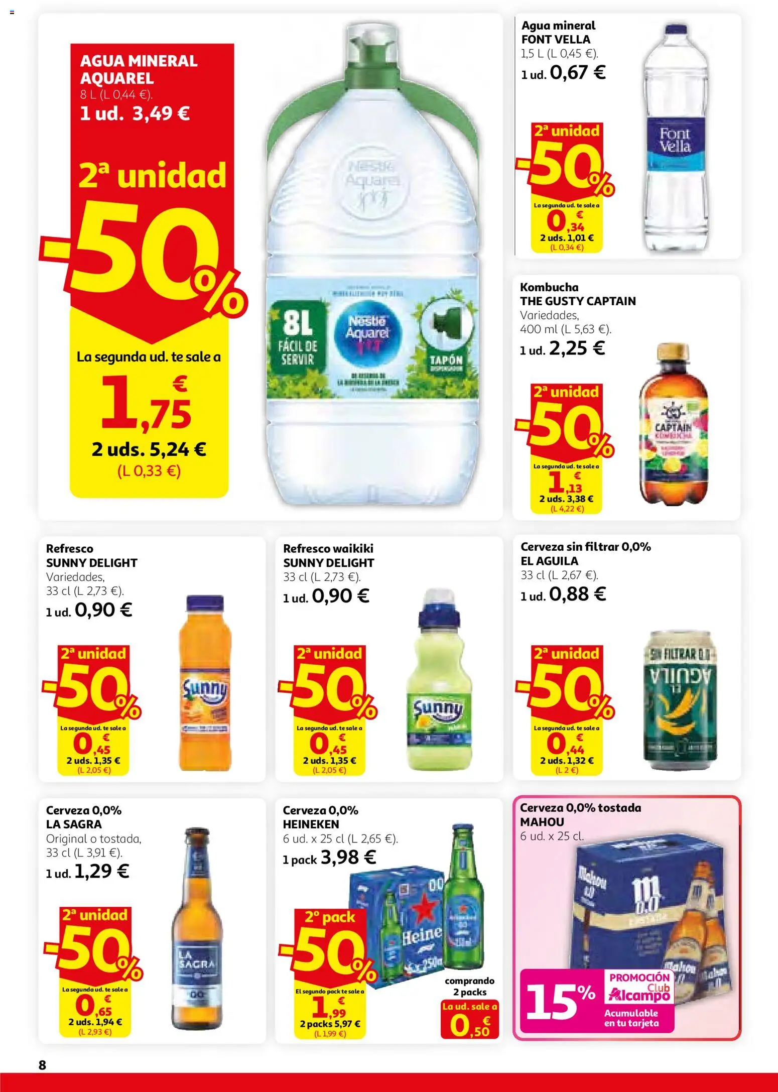 Alcampo - HG Madrid Unificado │ válido desde el 26.02.2026 | Página: 8 | Productos: Cerveza, Té, Agua mineral, Σπανάκι