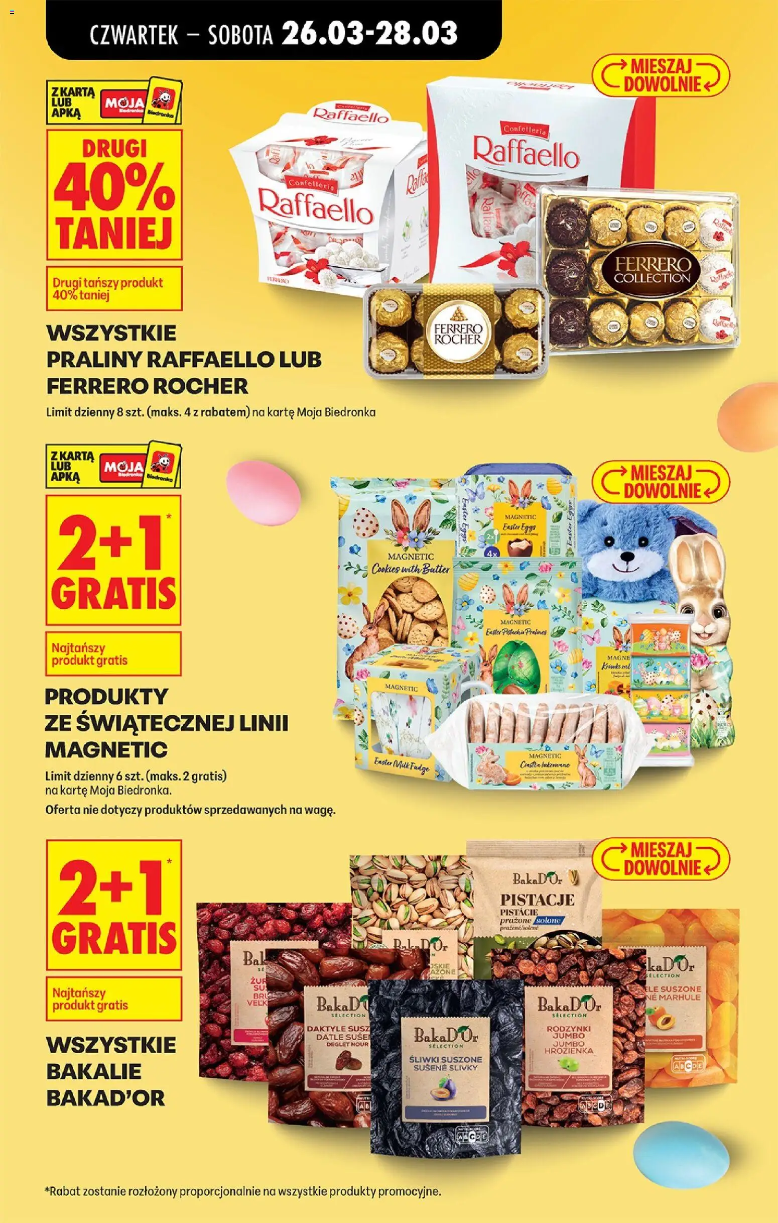 Biedronka gazetka od czwartku od 26.03.2026 | Strona: 11 | Produkty: Praliny, Morele, Śliwki suszone, Ferrero rocher