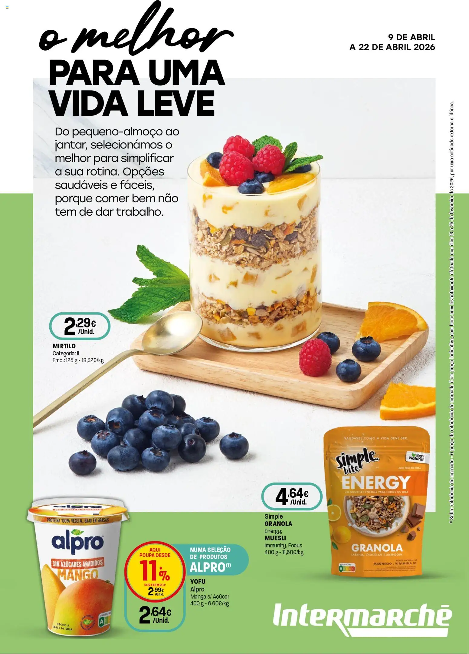 Intermarché folheto Super │ válido de 09.04.2026 | Página: 1 | Produtos: Granola, Base, Açúcar, Proteina