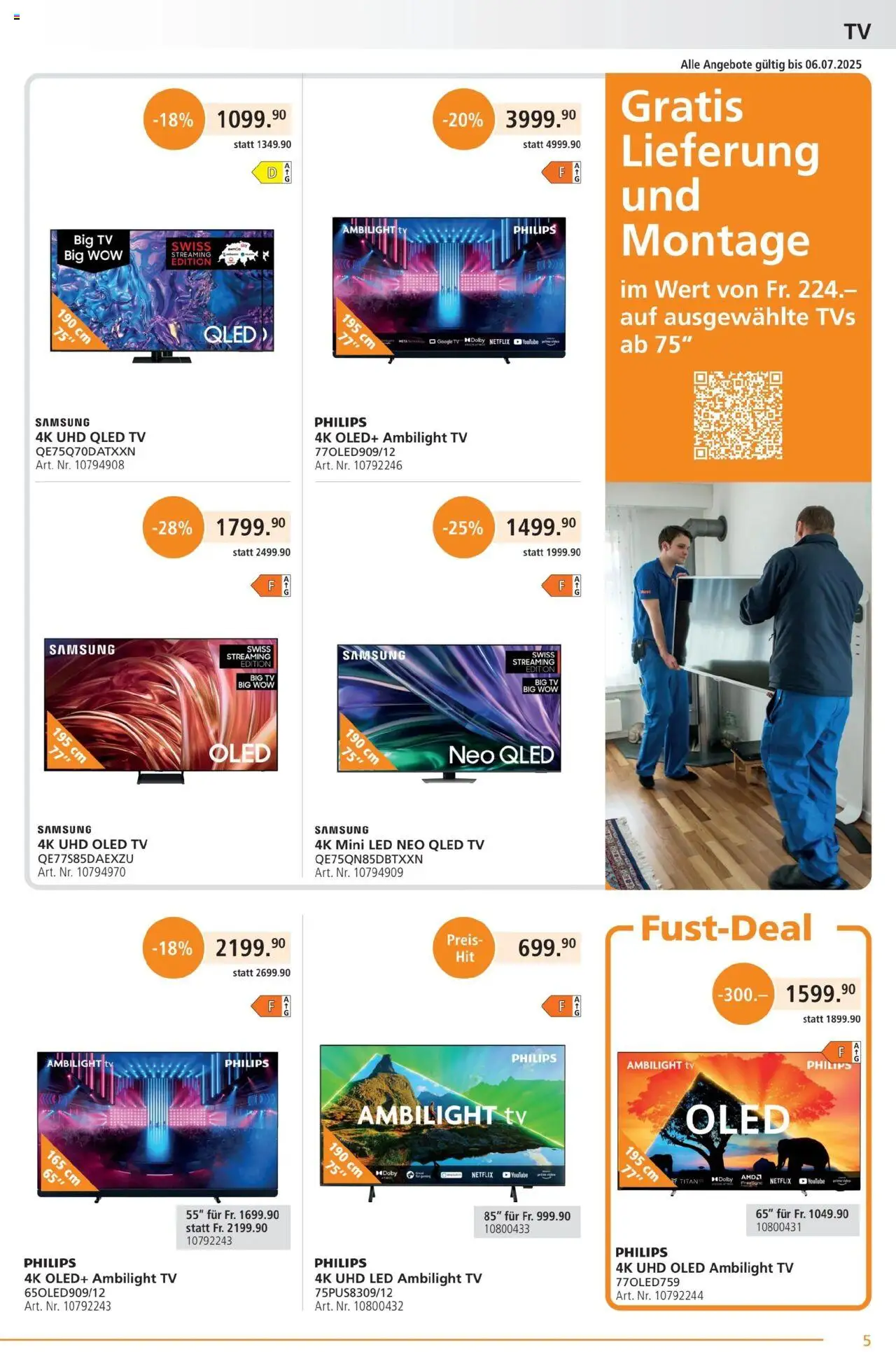 Fust Aktionen ab 23.06.2025 | Seite: 5 | Produkte: TV, Samsung, Philips