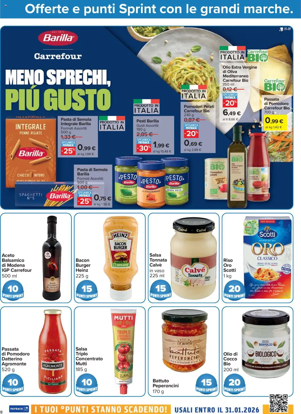 Volantino Carrefour del 20.10.2025 | Pagina: 8 | Prodotti: Salsa, Pasta, Mutti, Penne