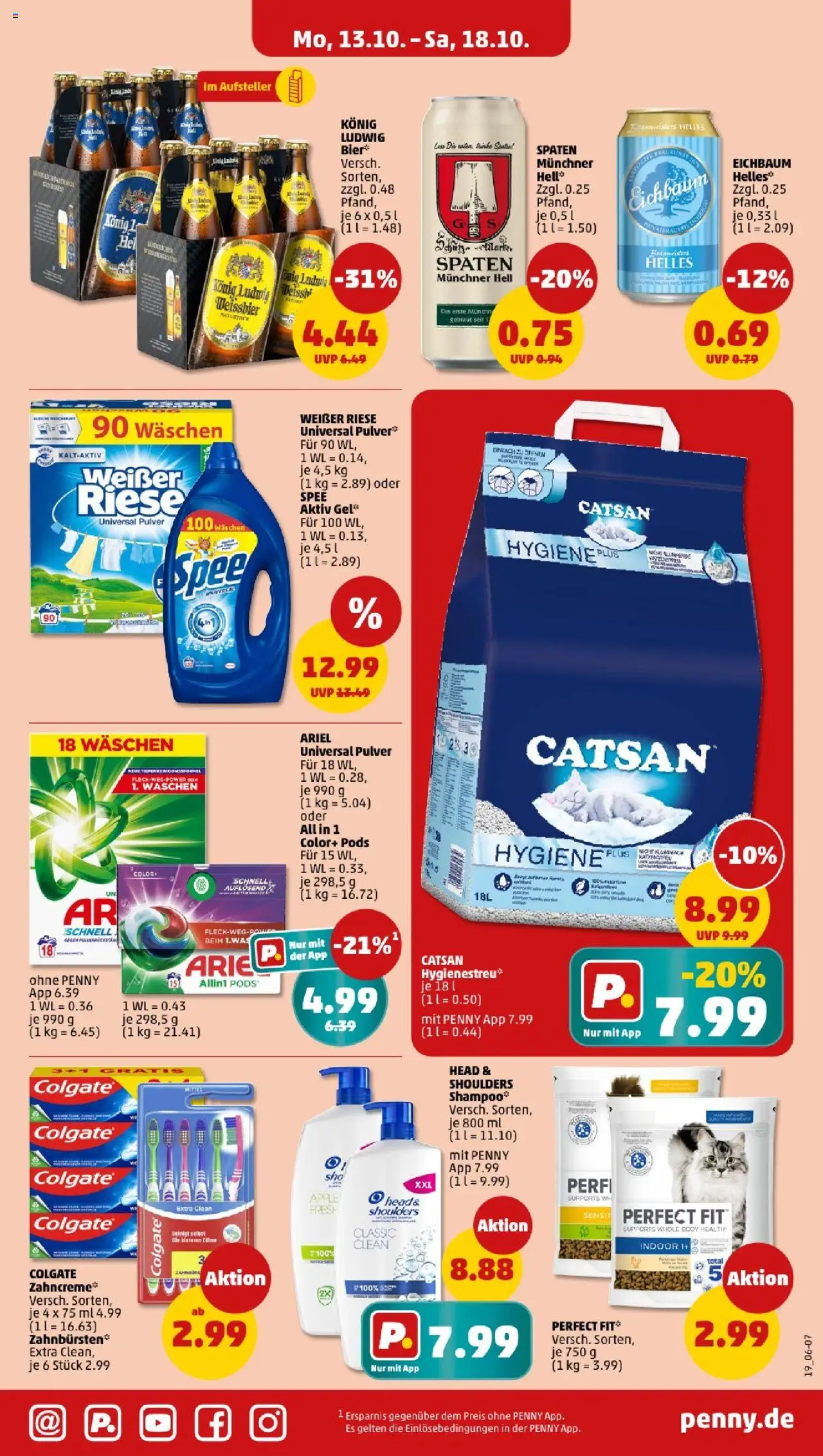 Penny - Saarland – gültig ab 13.10.2025 | Seite: 23 | Produkte: Catsan, Weißbier, Apple, Spee