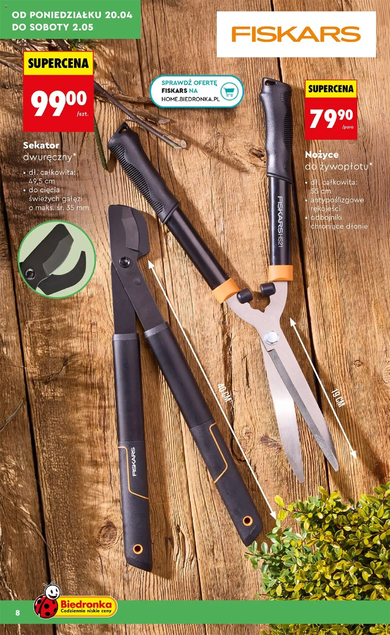 Biedronka Polsko leták - Ogród od 20.04.2026 | Strana: 8 | Produkty: Fiskars