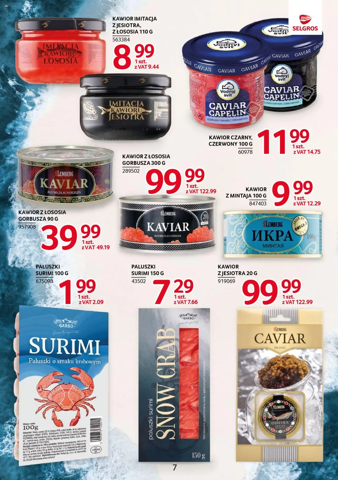 Selgros cash&carry Gazetka - Markowe produkty od 14.08.2025 | Strona: 8 | Produkty: Mięso, Surimi, Paluszki, Kawior