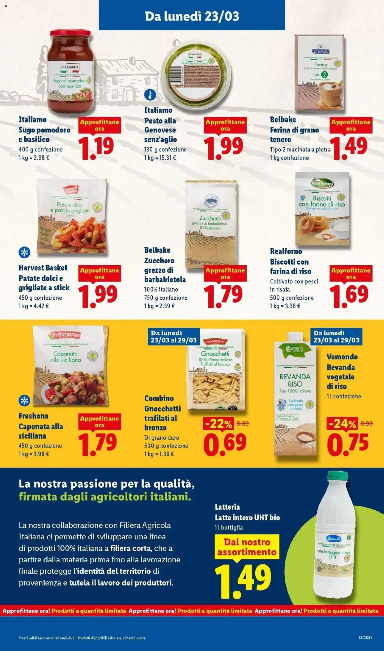 Volantino Lidl del 22.03.2026 | Pagina: 23 | Prodotti: Latte, Pesto, Sugo, Gnocchetti