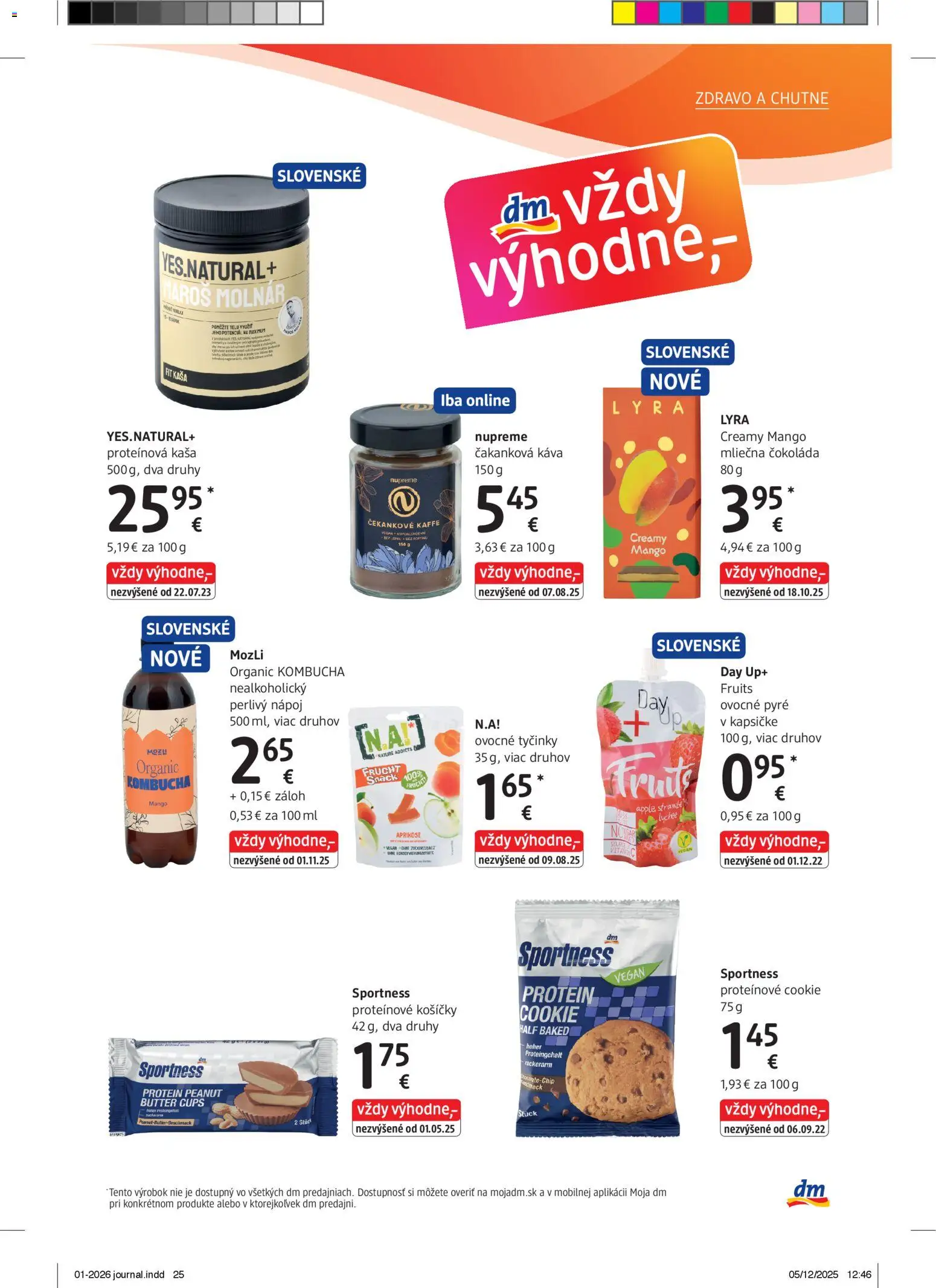 Nové dm drogerie akcie – leták je platný od 01.01.2026 | Strana: 25 | Produkty: Káva, Protein, Čokoláda, Mango