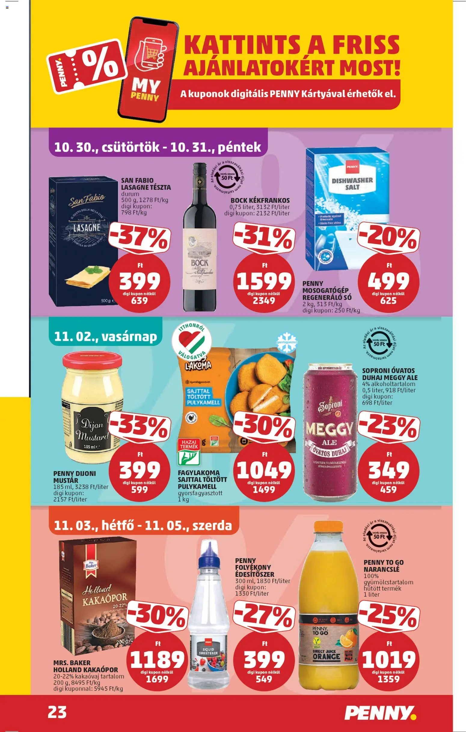 PENNY akciós ujság - amely érvényes a következő dátumtól: 30.10.2025 | Oldal: 27 | Termékek: Tészta, Lasagne, Mustár, Só