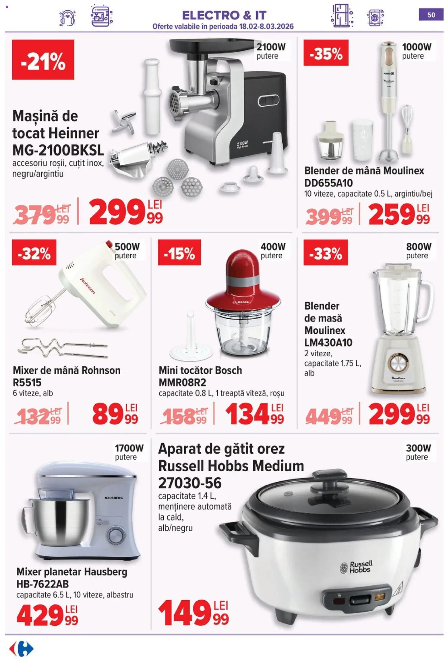 Noul catalog Carrefour – valabil de la 25.02.2026 | Pagină: 53 | Produse: Blender, Mixer, Cuțit, Tocător