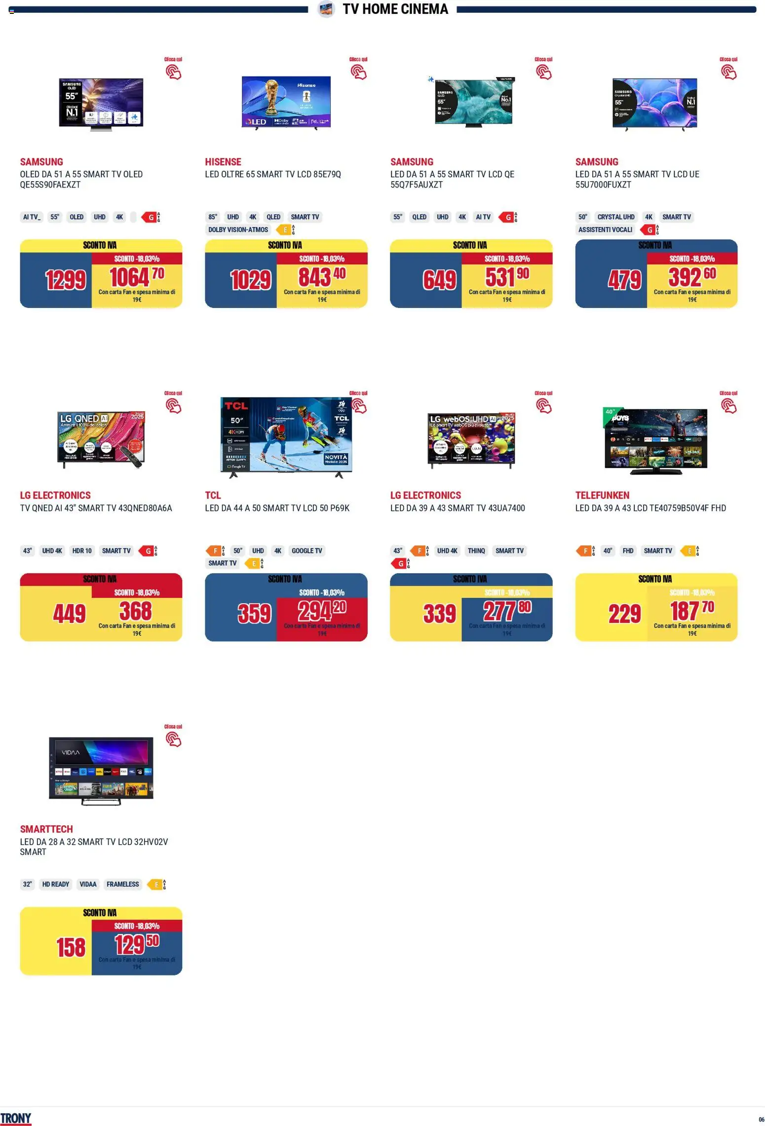 Volantino Trony del 02.04.2026 | Pagina: 6 | Prodotti: smart TV, TV, Fan, Samsung