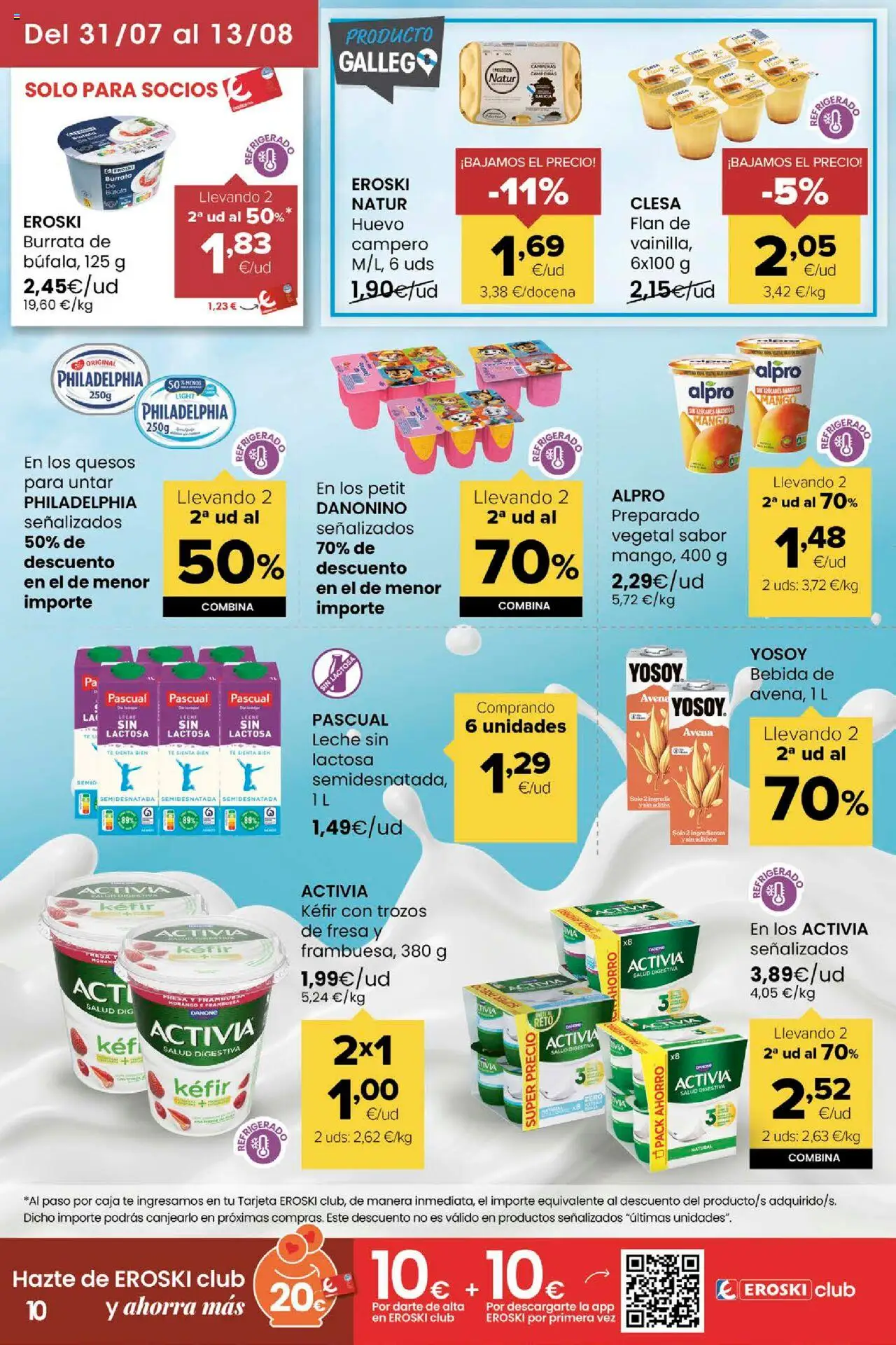 Eroski - Miramos por ti │ válido desde el 31.07.2025 | Página: 10 | Productos: Leche, Ρούτερ, Mesa, Caja
