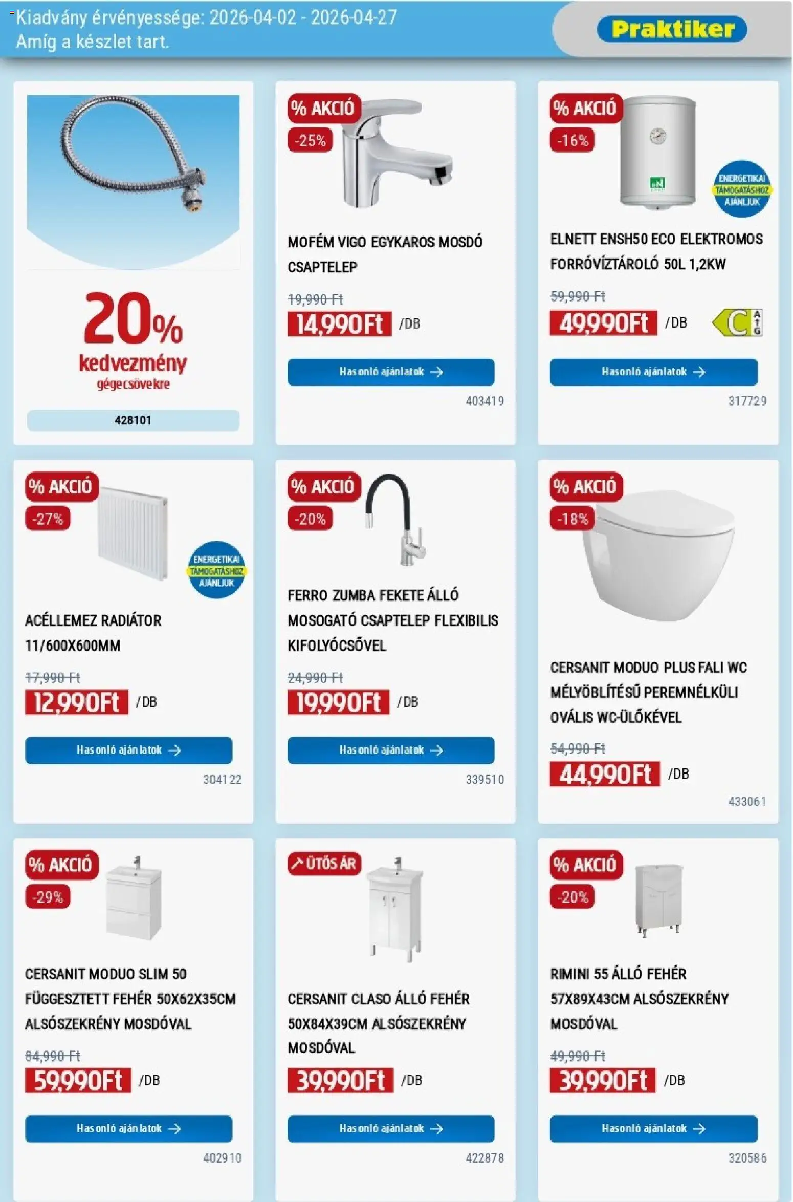 Praktiker akciós ujság - amely érvényes a következő dátumtól: 02.04.2026 | Oldal: 7 | Termékek: Csaptelep, WC, Radiátor, Mosdó