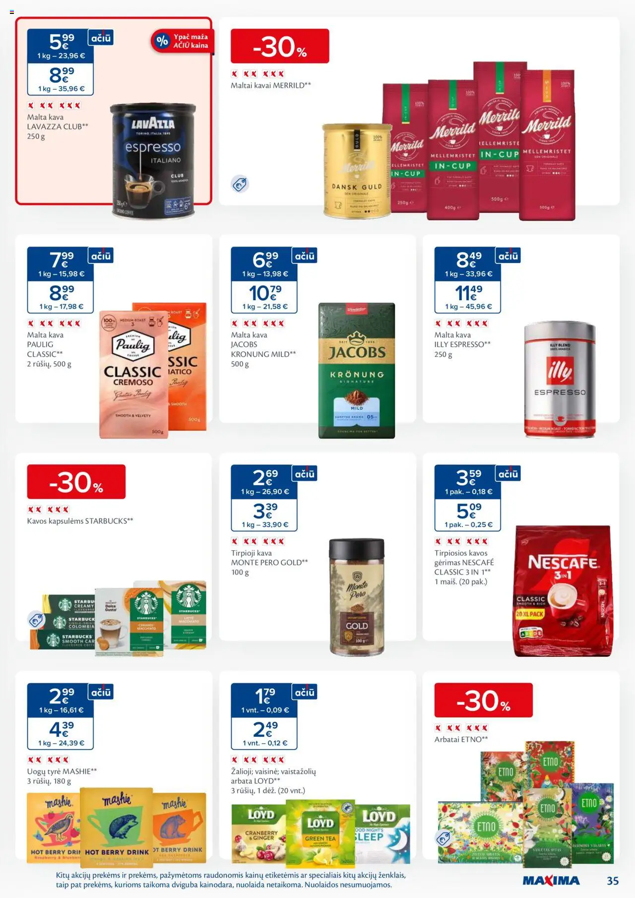 MAXIMA leidinys│galioja nuo 17.06.2025 | Puslapis: 35 | Prekių: Tyrė, Tirpioji kava, Kava, Arbata