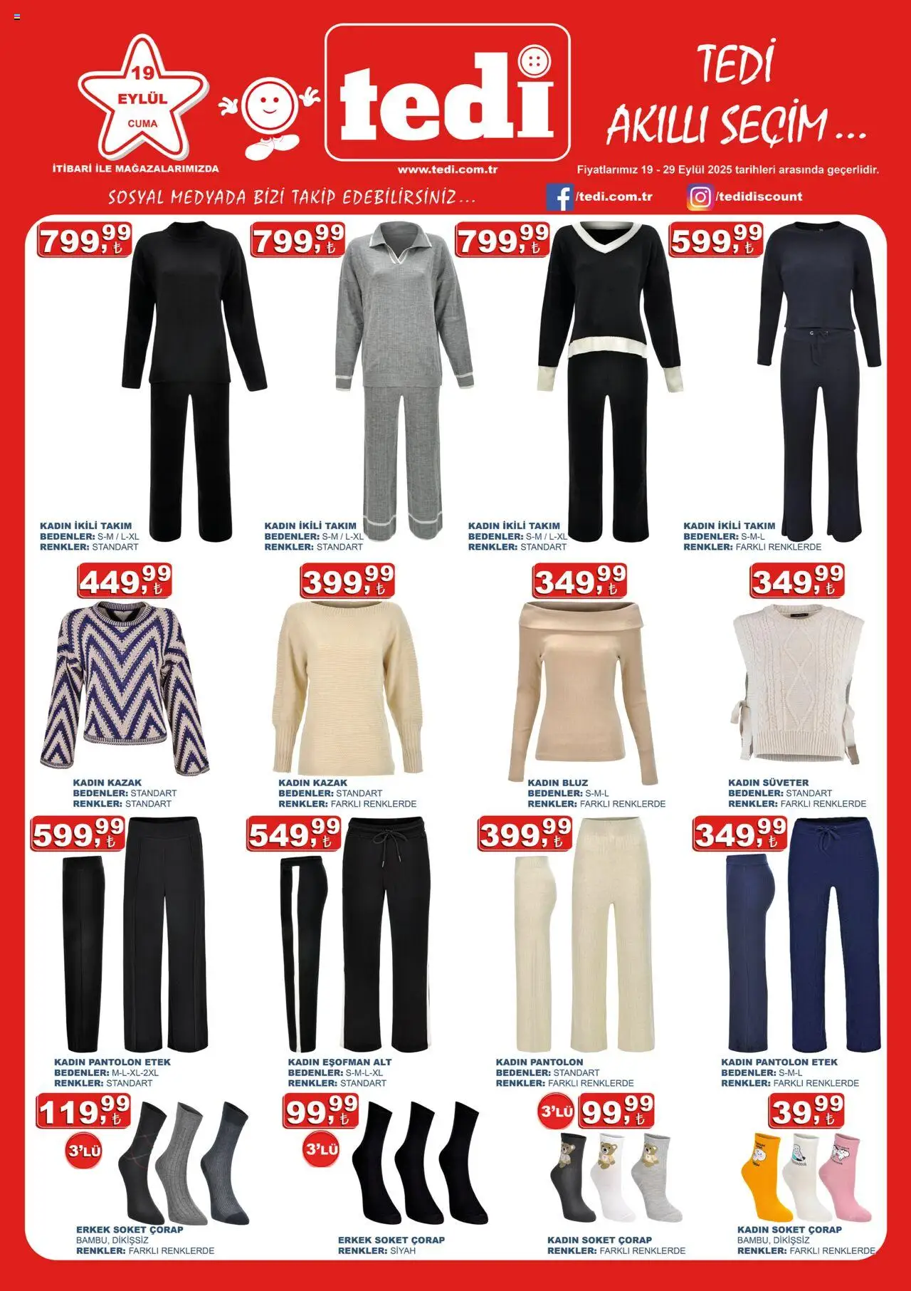 Tedi  Katalog - 19.09.2025 tarihinden itibaren geçerlidir | Sayfa: 1 | Ürünler: Etek, Bluz, Süveter, Pantolon