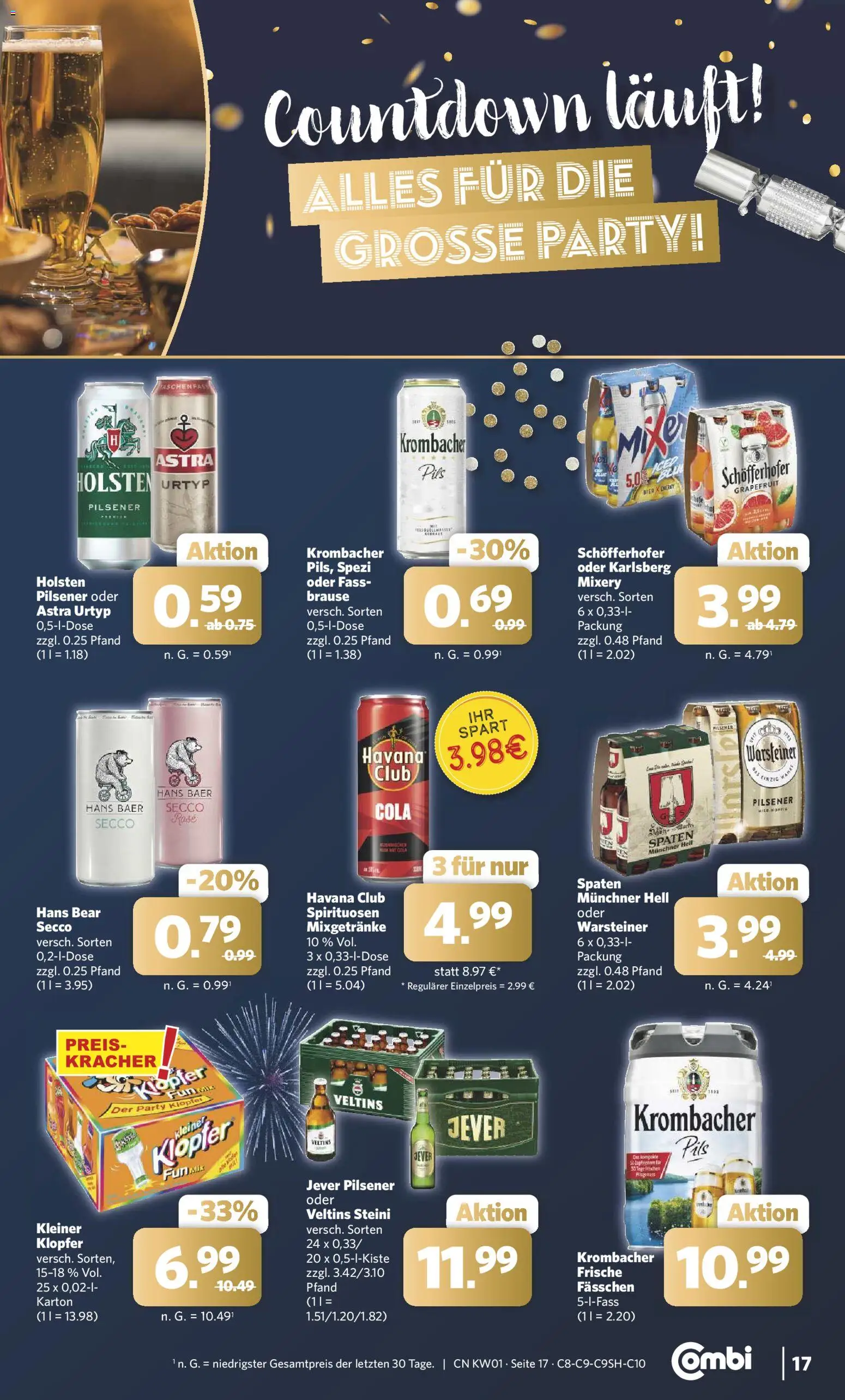 Combi Prospekt 	 – gültig ab 29.12.2025 | Seite: 17 | Produkte: Pils, Warsteiner, Krombacher, Mixery