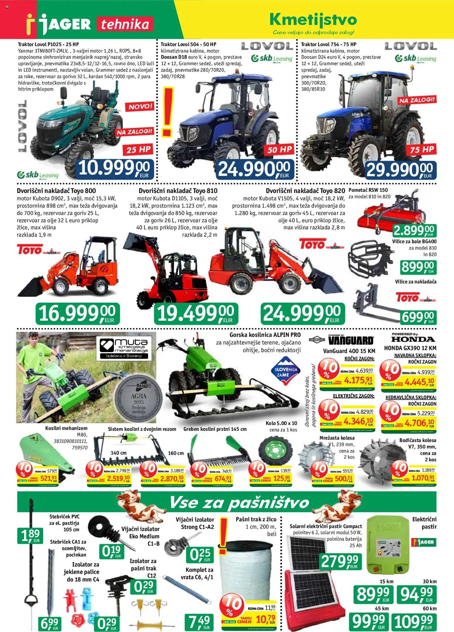 Novi Jager katalog ponudbe – veljaven od 22.04.2026 | Stran: 5 | Izdelki: Teza, Kosilnica, Kos, Vrata