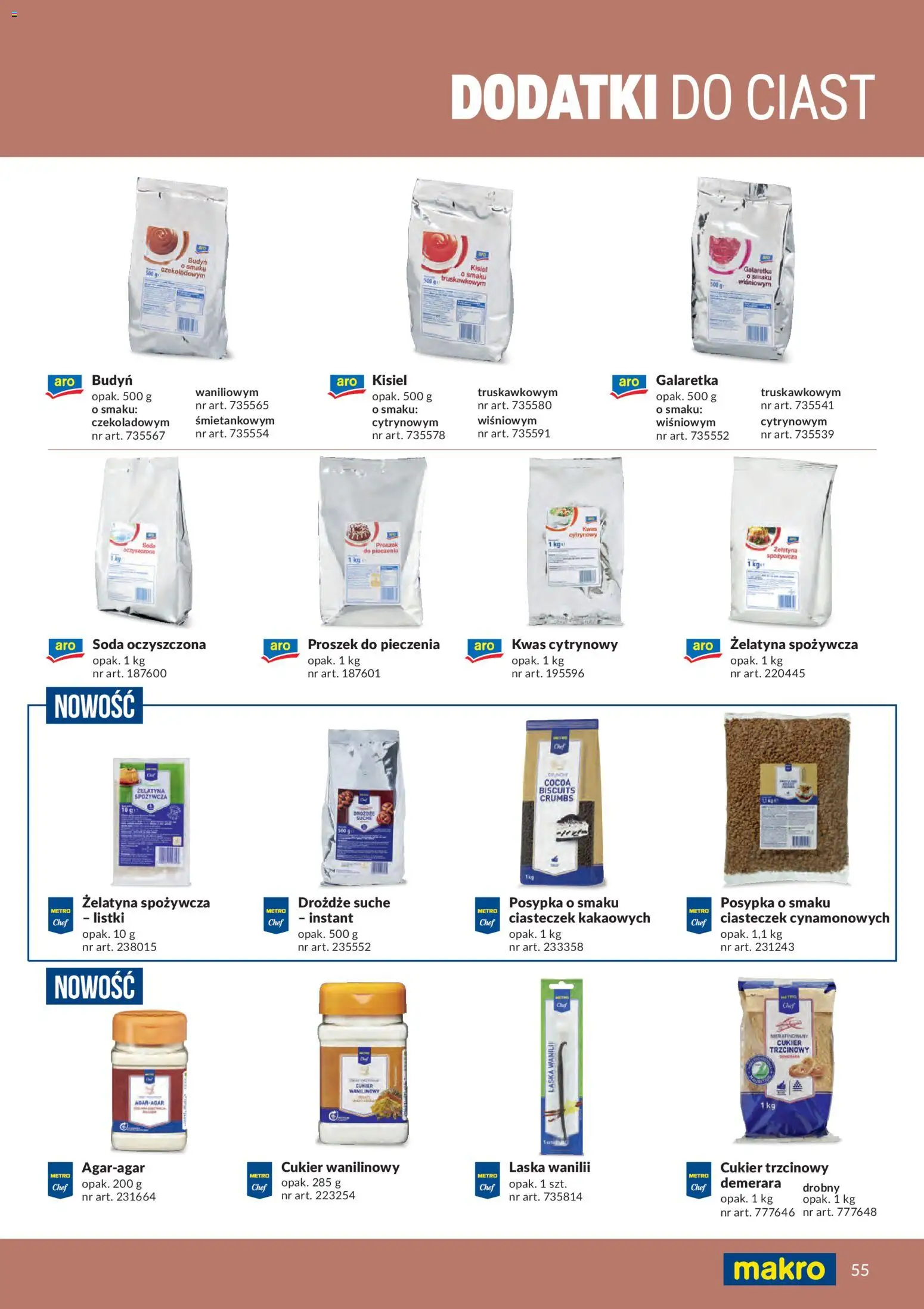 Makro gazetka - Produktów marek własnych dla profesjonalnej Gastronomii od 01.03.2026 | Strona: 55 | Produkty: Soda oczyszczona, Cukier trzcinowy, Cukier wanilinowy, Cukier