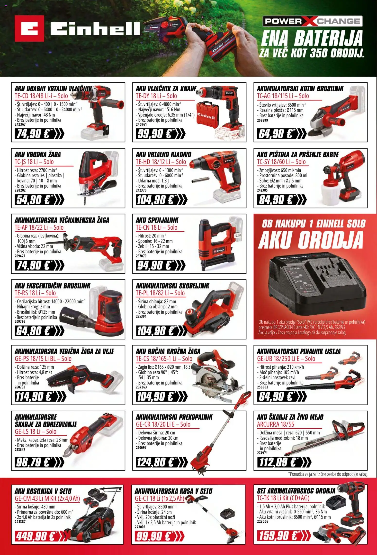 Novi Inpos katalog ponudbe – veljaven od 09.04.2026 | Stran: 24 | Izdelki: Škarje za živo mejo, Verižna žaga, Baterije, Kladivo