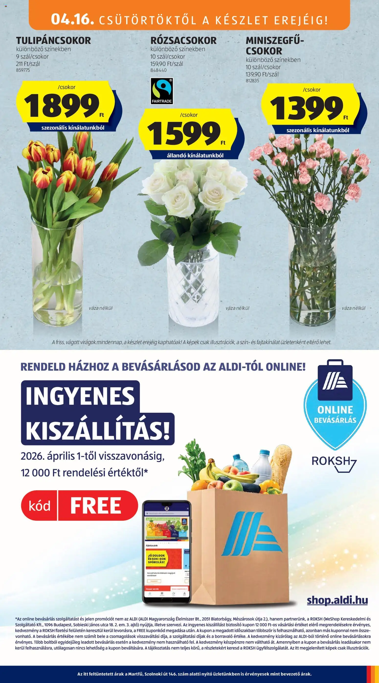 Aldi akciós ujság - amely érvényes a következő dátumtól: 16.04.2026 | Oldal: 9 | Termékek: Virágok, Váza