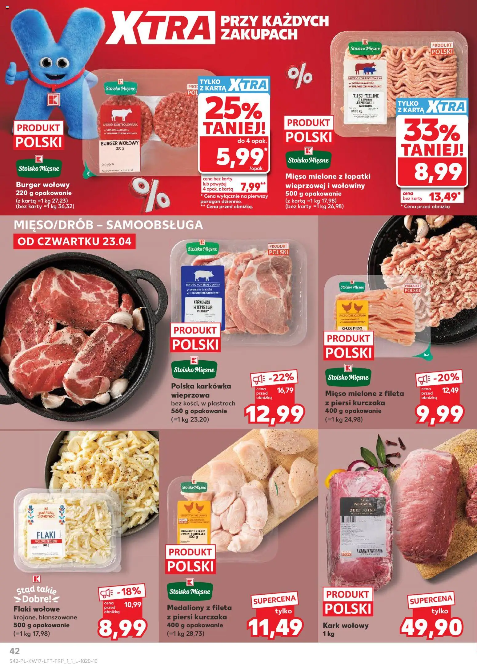 Kaufland gazetka od 23.04.2026 | Strona: 42 | Produkty: Karta, Mięso, Flaki wołowe, Wołowina