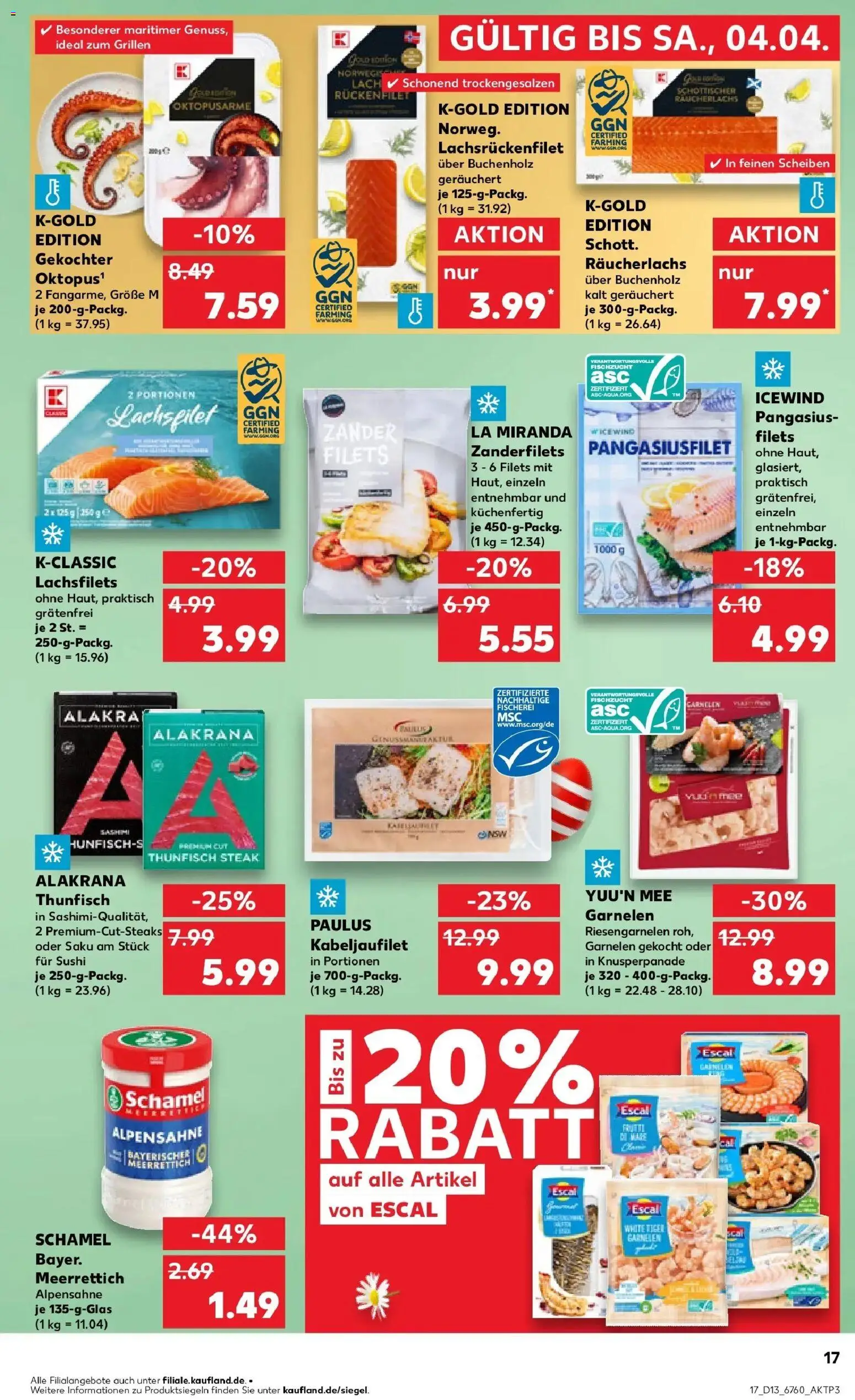 Kaufland Prospekt Feuchtwangen	 – gültig ab 26.03.2026 | Seite: 17 | Produkte: Thunfisch, Garnelen, Räucherlachs, Tiger garnelen