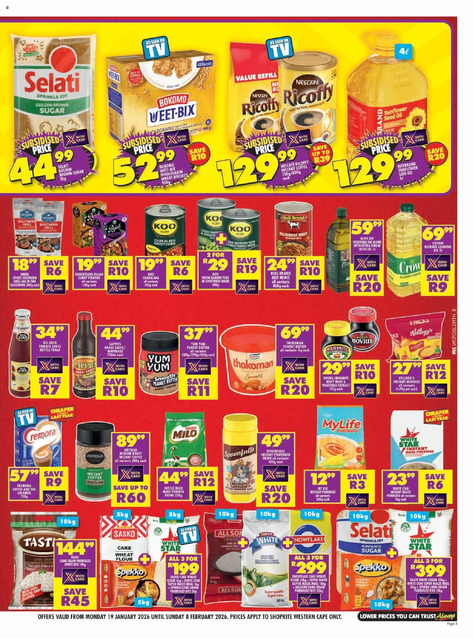 New Shoprite catalogue – valid from 19.01.2026 | Page: 5 | Products: Biscuits, Chocolate, Beef, Estuche organizador de viaje