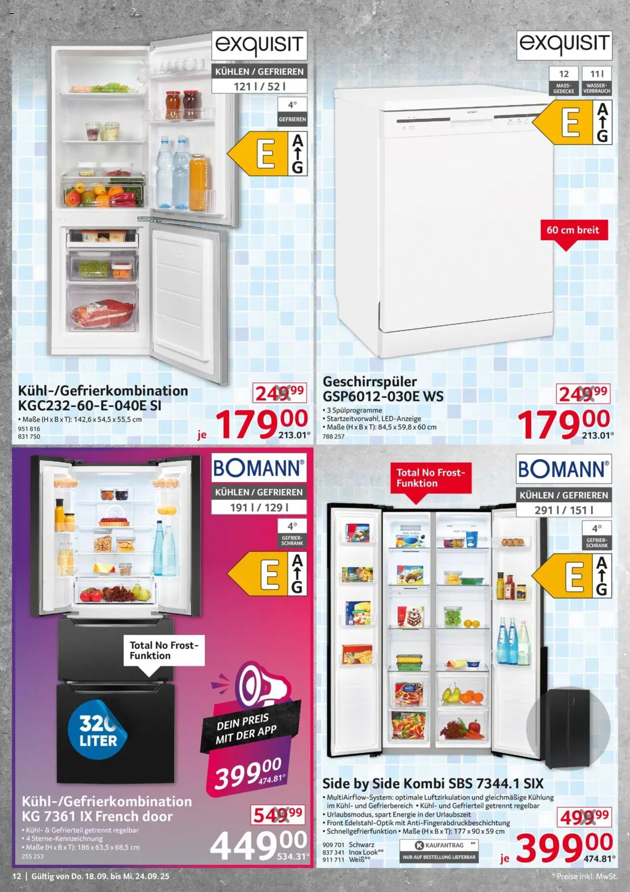 Selgros  Non Food – gültig ab 18.09.2025 | Seite: 12 | Produkte: Geschirrspüler, Schrank, Wasser