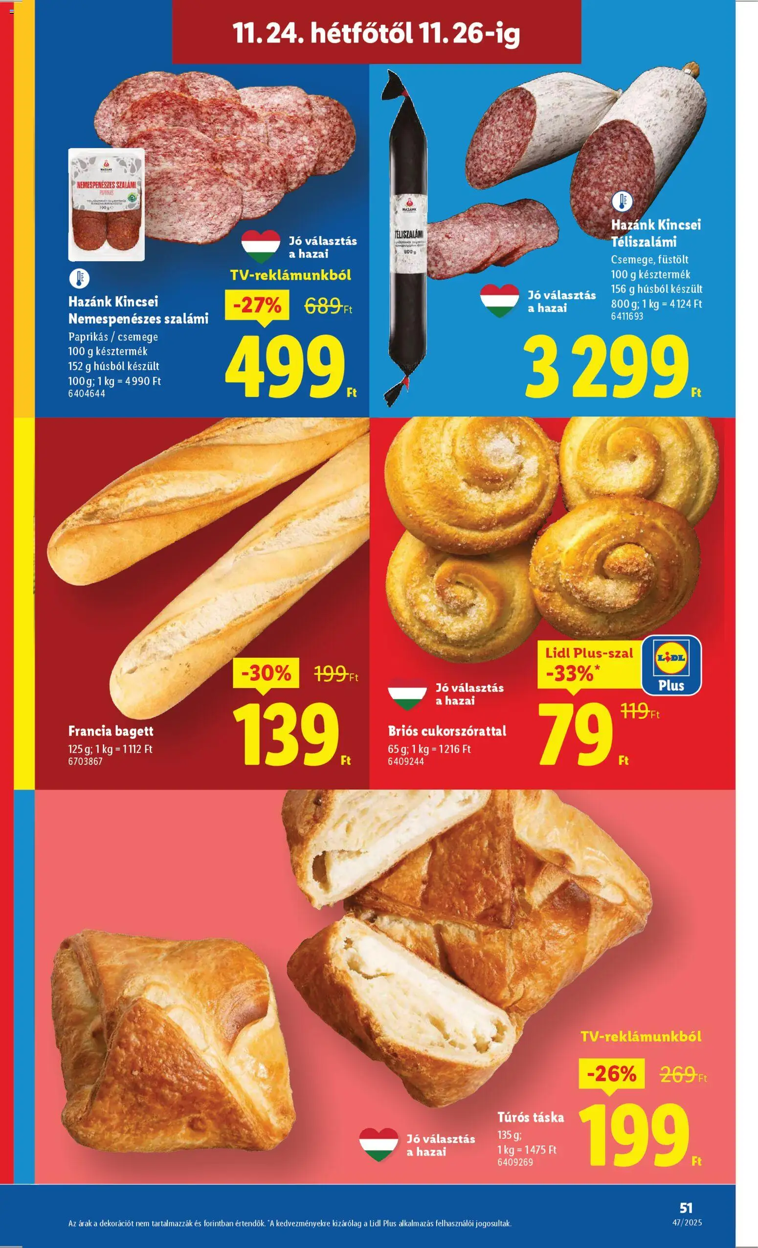 Lidl akciós ujság - amely érvényes a következő dátumtól: 20.11.2025 | Oldal: 51 | Termékek: Táska, Bagett, Szalámi, Téliszalámi