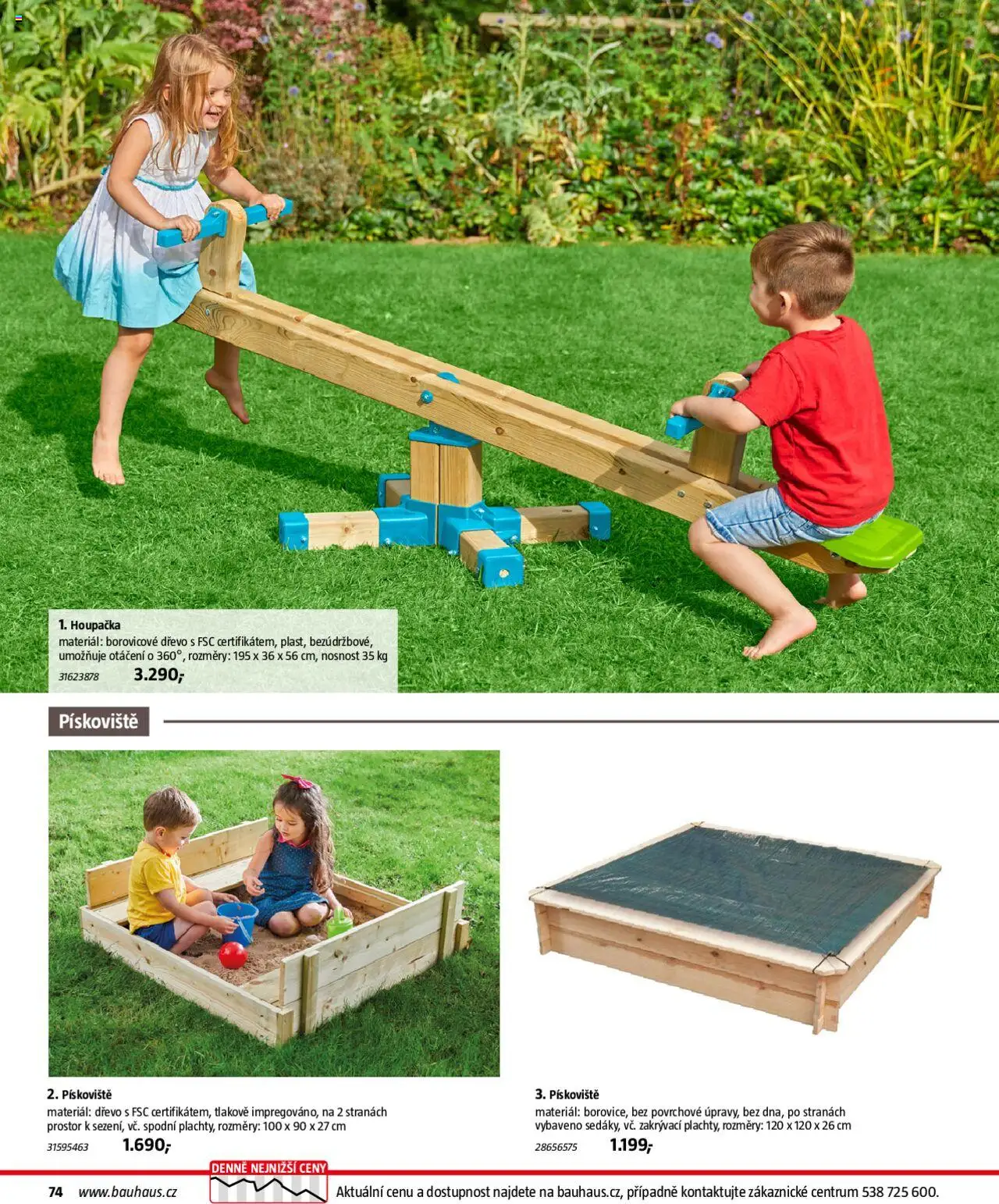 Bauhaus katalog Ploty a zahradní domky od 01.04.2025 | Strana: 74 | Produkty: Pískoviště, Houpačka