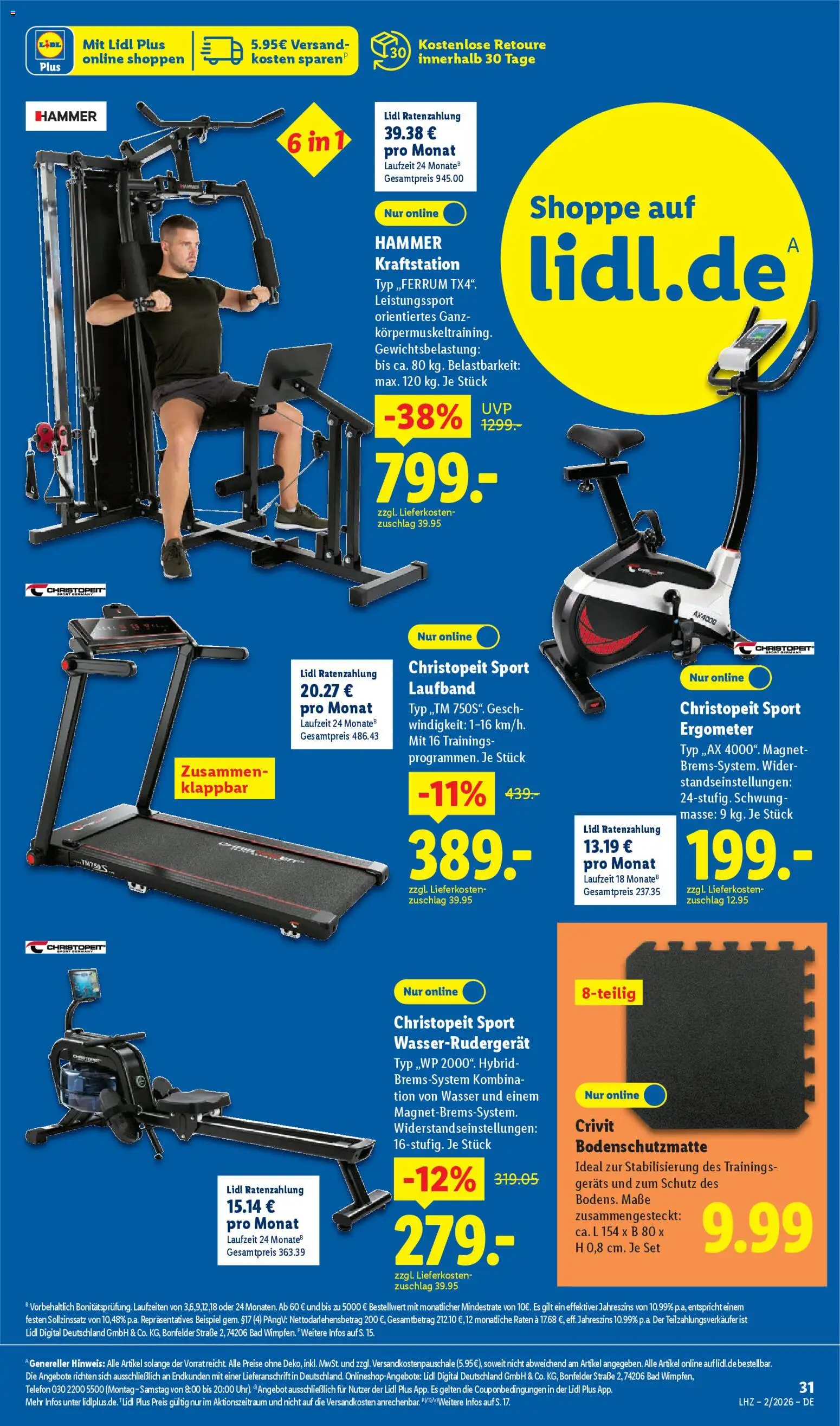 Lidl Prospekt Aarbergen – gültig ab 05.01.2026 | Seite: 43 | Produkte: Bad, Laufband, Ergometer, Wasser