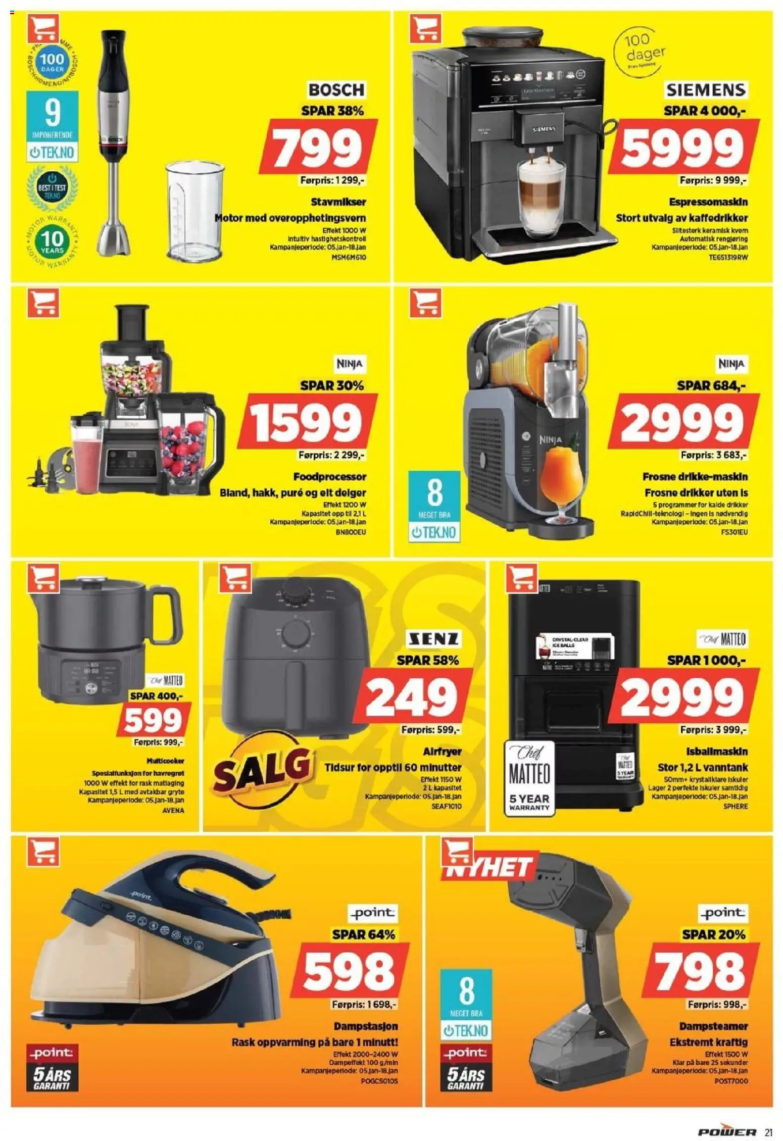 {H1} | Side: 21 | Produkter: Stavmikser, Trappstege, Airfryer, Kvern