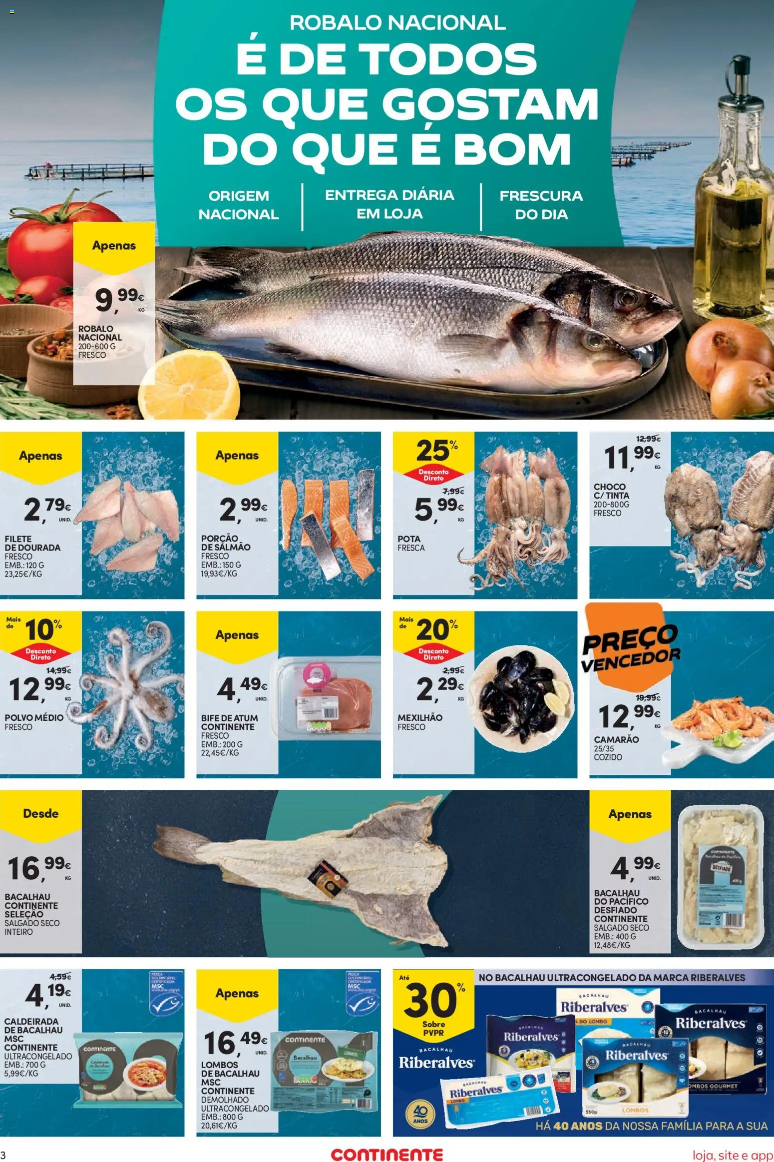 Continente Semanal Continente Bom Dia │ válido de 03.02.2026 | Página: 3 | Produtos: Dourada, Bacalhau, Salmão, Lombo