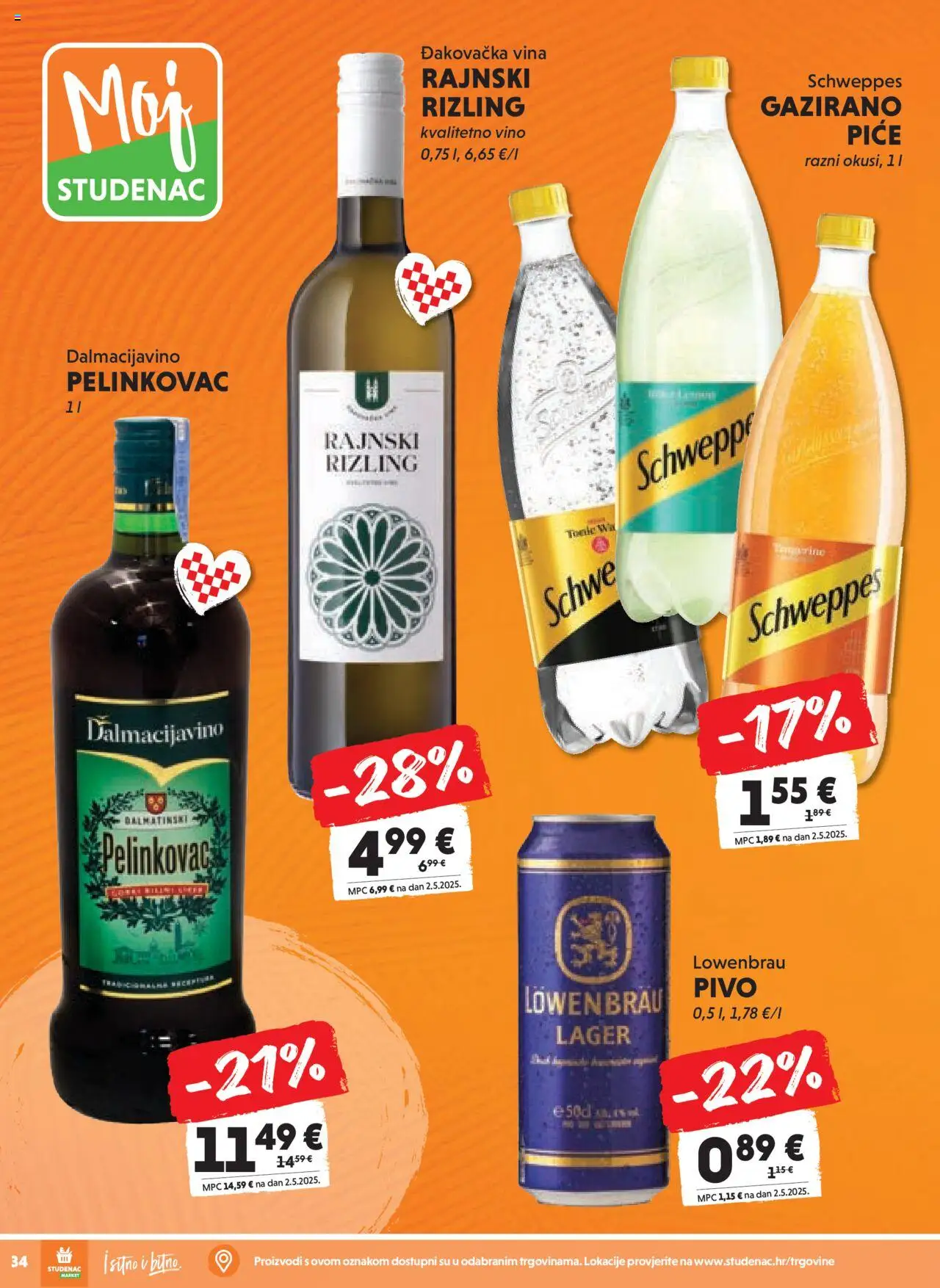 Studenac katalog | vrijedi od 13.08.2025 | Stranica: 34 | Proizvodi: Pelinkovac, Vino, Pivo