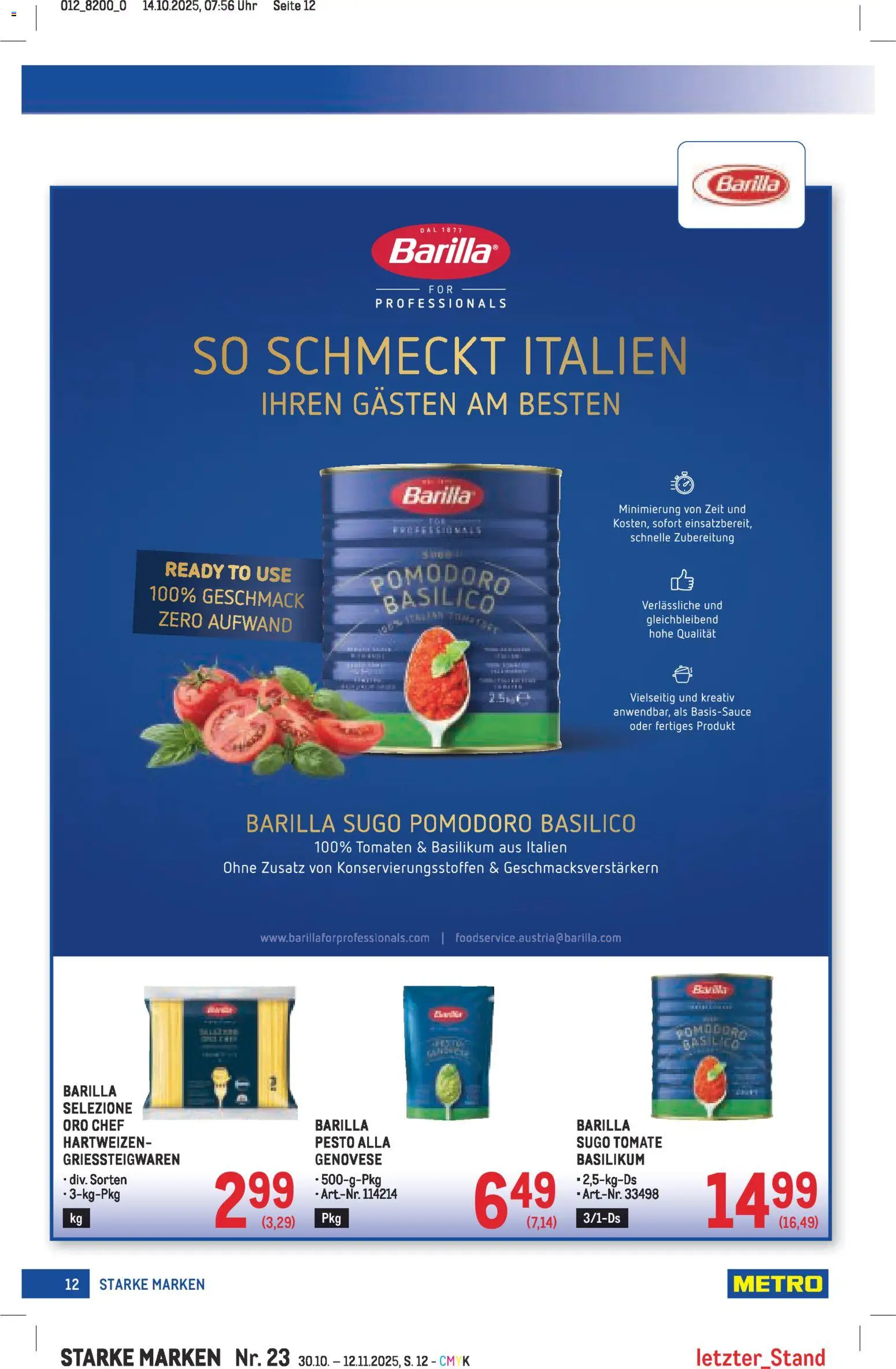 Metro Starke Marken gültig ab 30.10.2025 | Seite: 12 | Produkte: Uhr, Tomaten