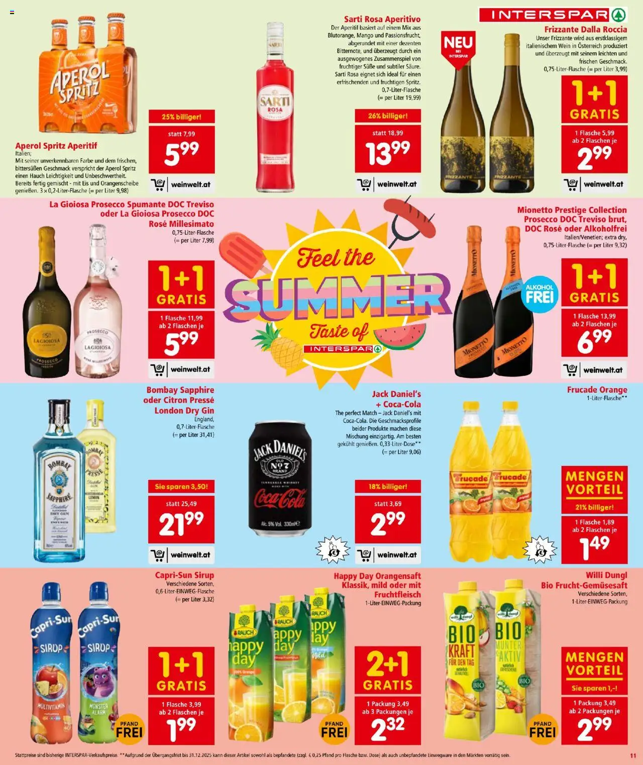 Interspar Flugblatt gültig ab 14.08.2025 | Seite: 11 | Produkte: Gin, Eis, Mango, Presse