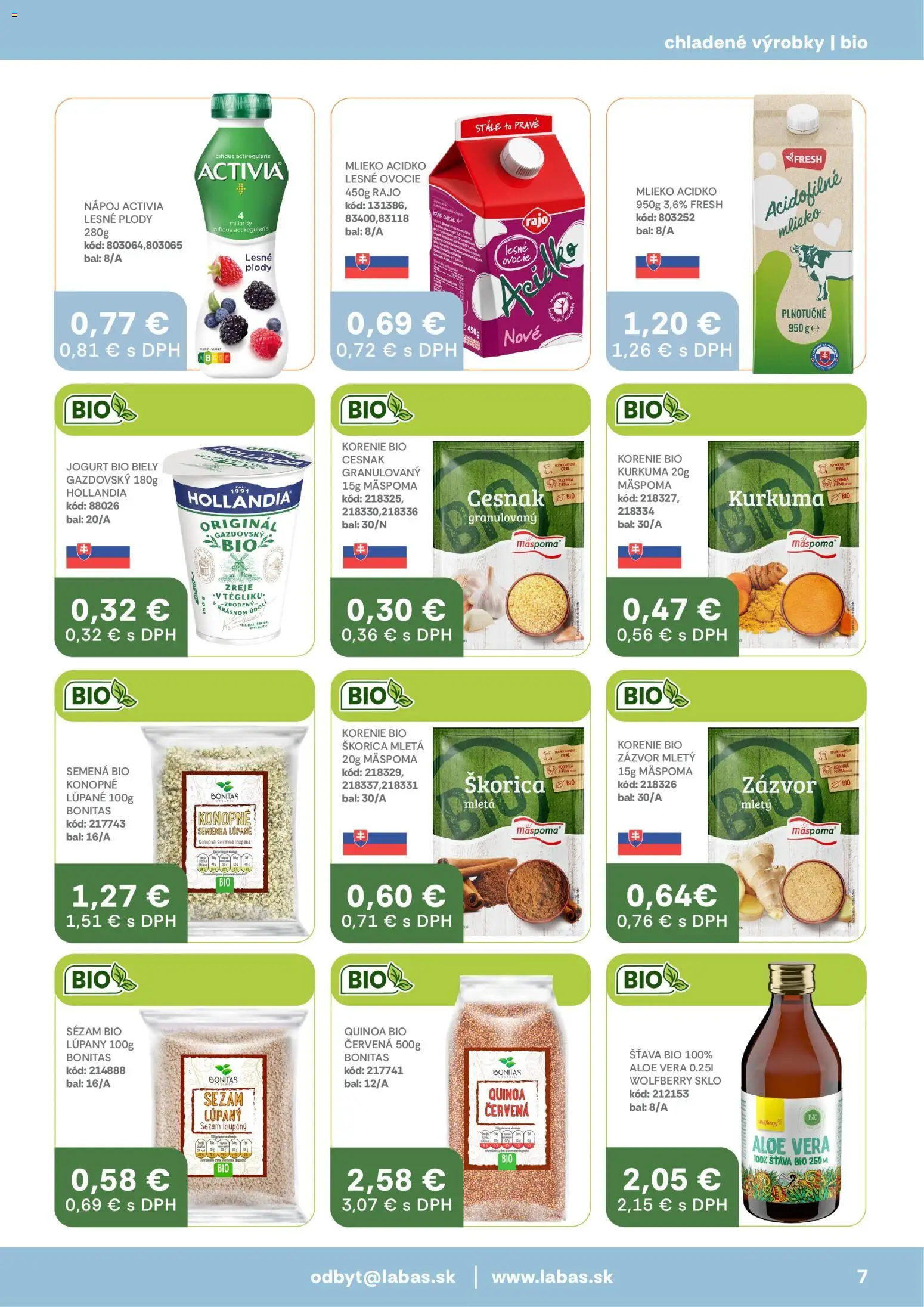 Nové Labaš akcie – leták je platný od 16.01.2026 | Strana: 7 | Produkty: Jogurt, Zázvor, Ovocie, Kurkuma