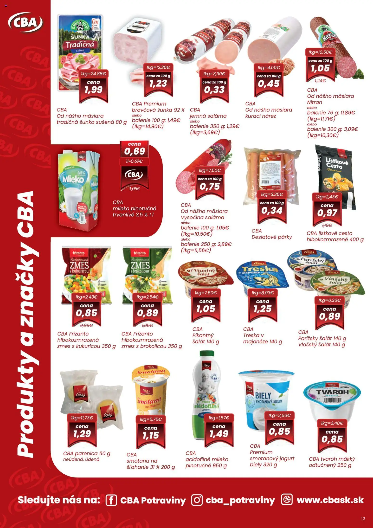 Nové Nitrazdroj akcie – leták je platný od 01.04.2026 | Strana: 12 | Produkty: Smotana, Tvaroh, Šalát, Párky