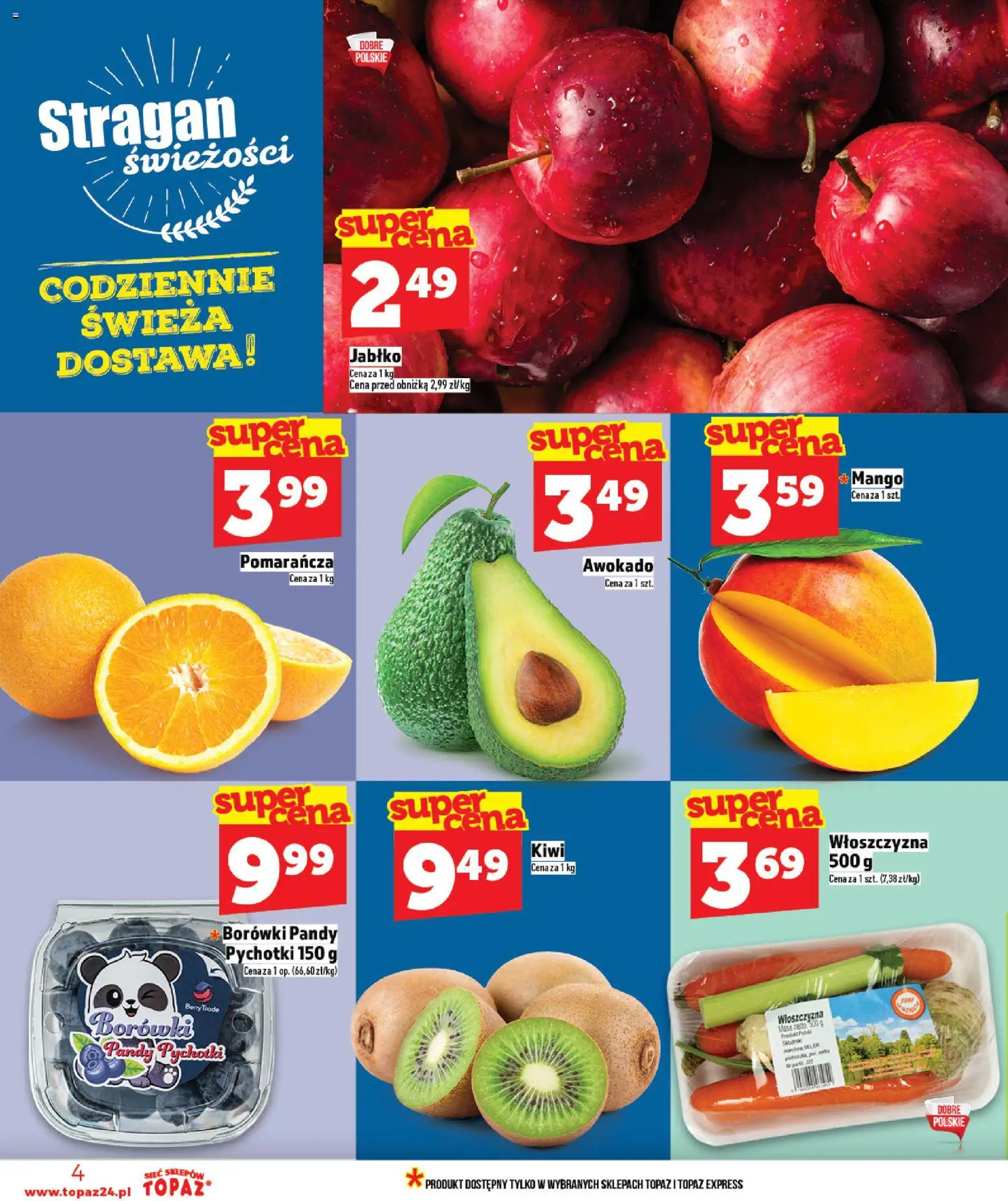 Topaz Gazetka MAZ od 26.02.2026 | Strona: 4 | Produkty: Mango, Kiwi, Awokado