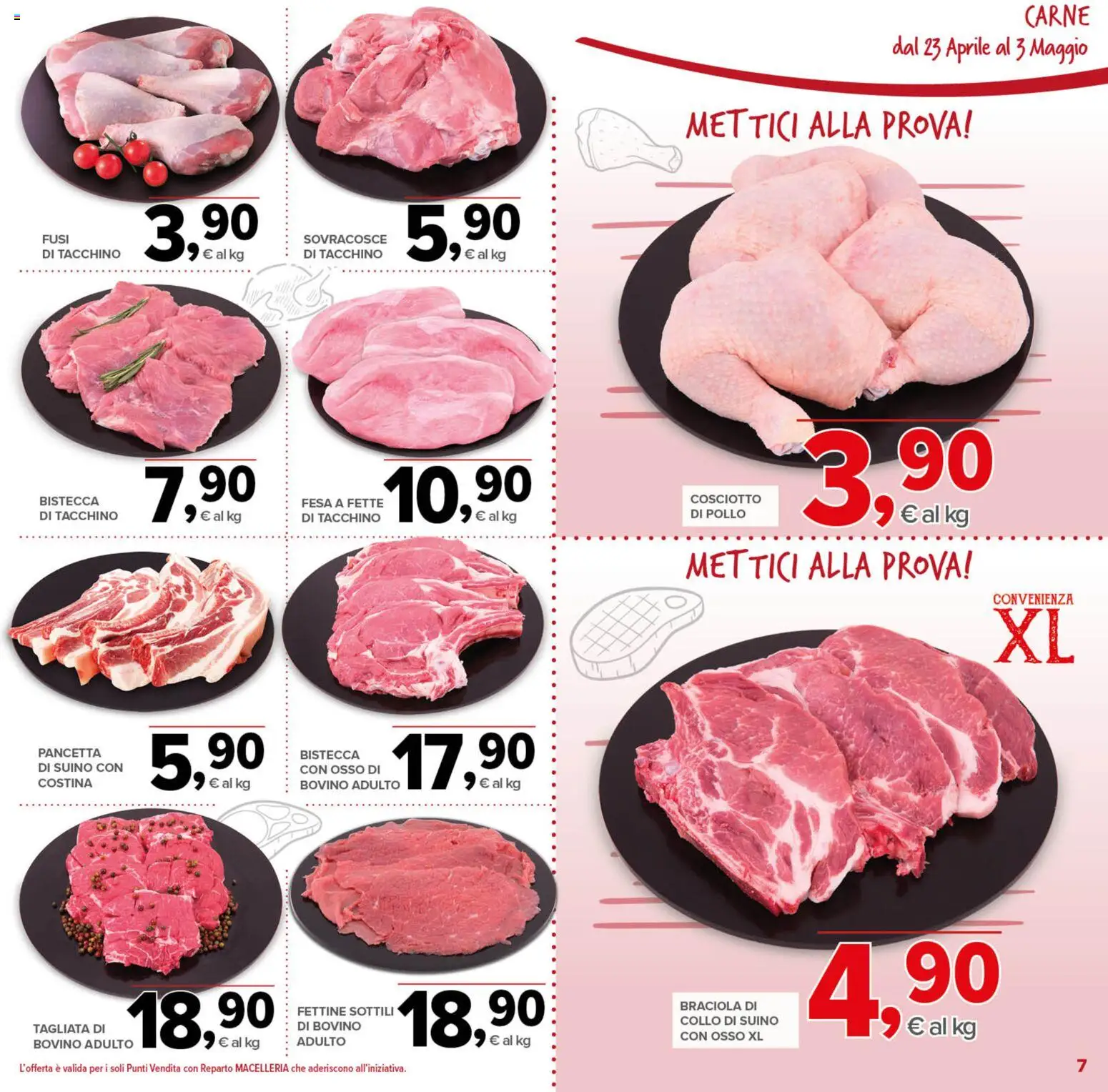 Volantino Todis del 23.04.2026 | Pagina: 7 | Prodotti: Bovino, Pollo, Pancetta, Suino