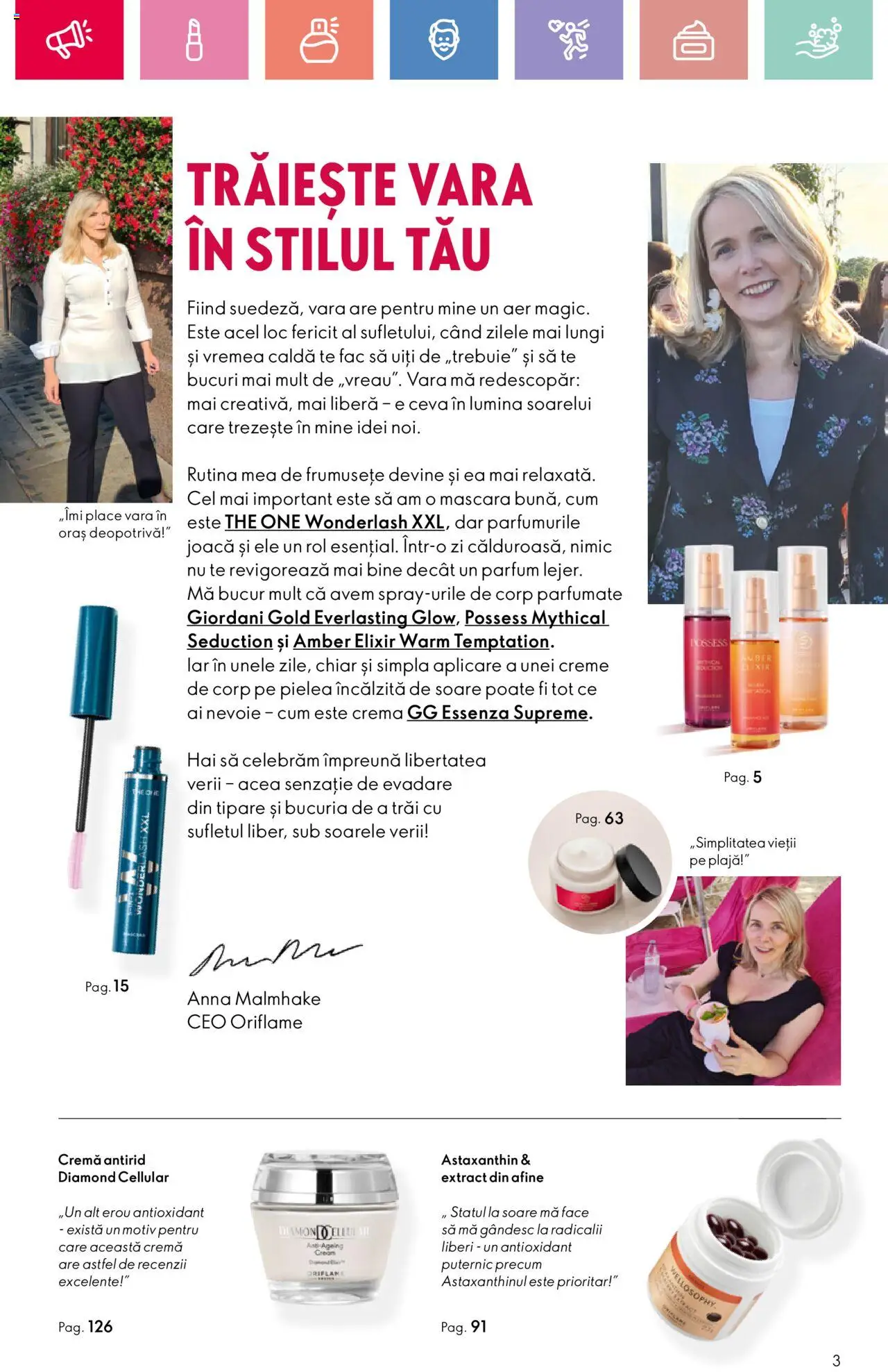 Noul catalog Oriflame – valabil de la 06.07.2025 | Pagină: 3 | Produse: Afine, Elixir, Mascara, Cremă