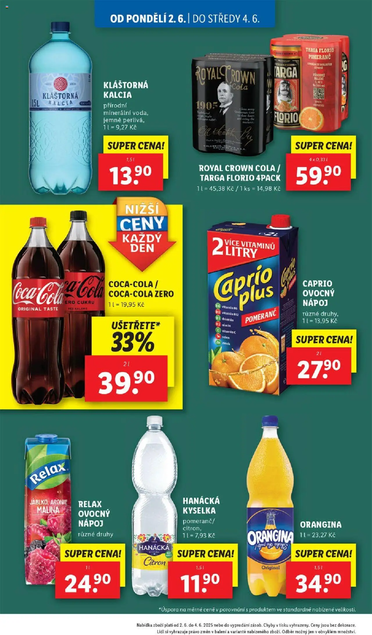 Lidl leták od 02.06.2025 | Strana: 24 | Produkty: Hanácká kyselka, Citron, Kláštorná kalcia, Cola