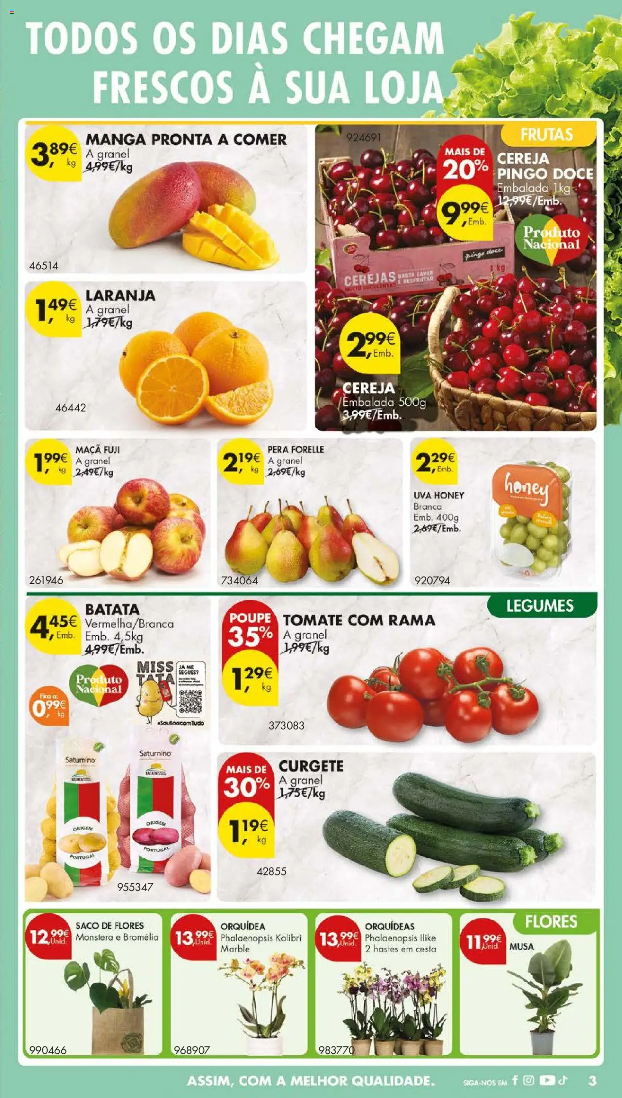 Pingo Doce folheto │ válido de 01.07.2025 | Página: 3 | Produtos: Curgete, Cereja, Cesta, Maça