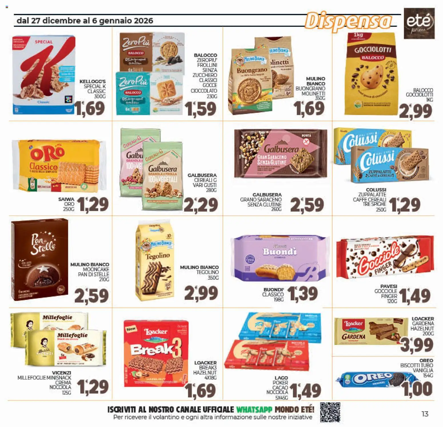 Volantino Eté del 27.12.2025 | Pagina: 13 | Prodotti: Crema, Cioccolato, Biscotti, Zucchero