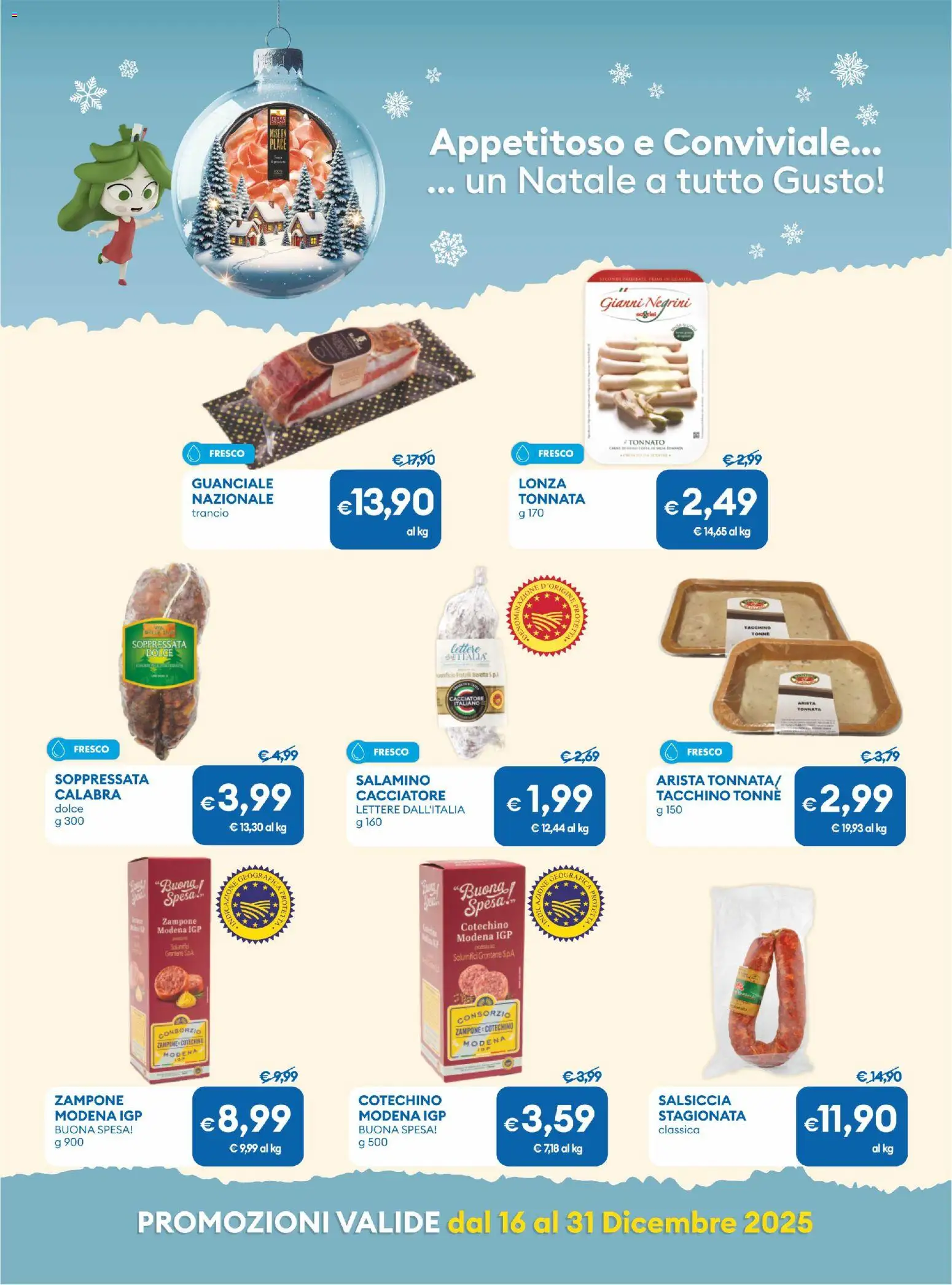Volantino MD Discount del 16.12.2025 | Pagina: 11 | Prodotti: Tacchino, Salsiccia, Cotechino, Guanciale