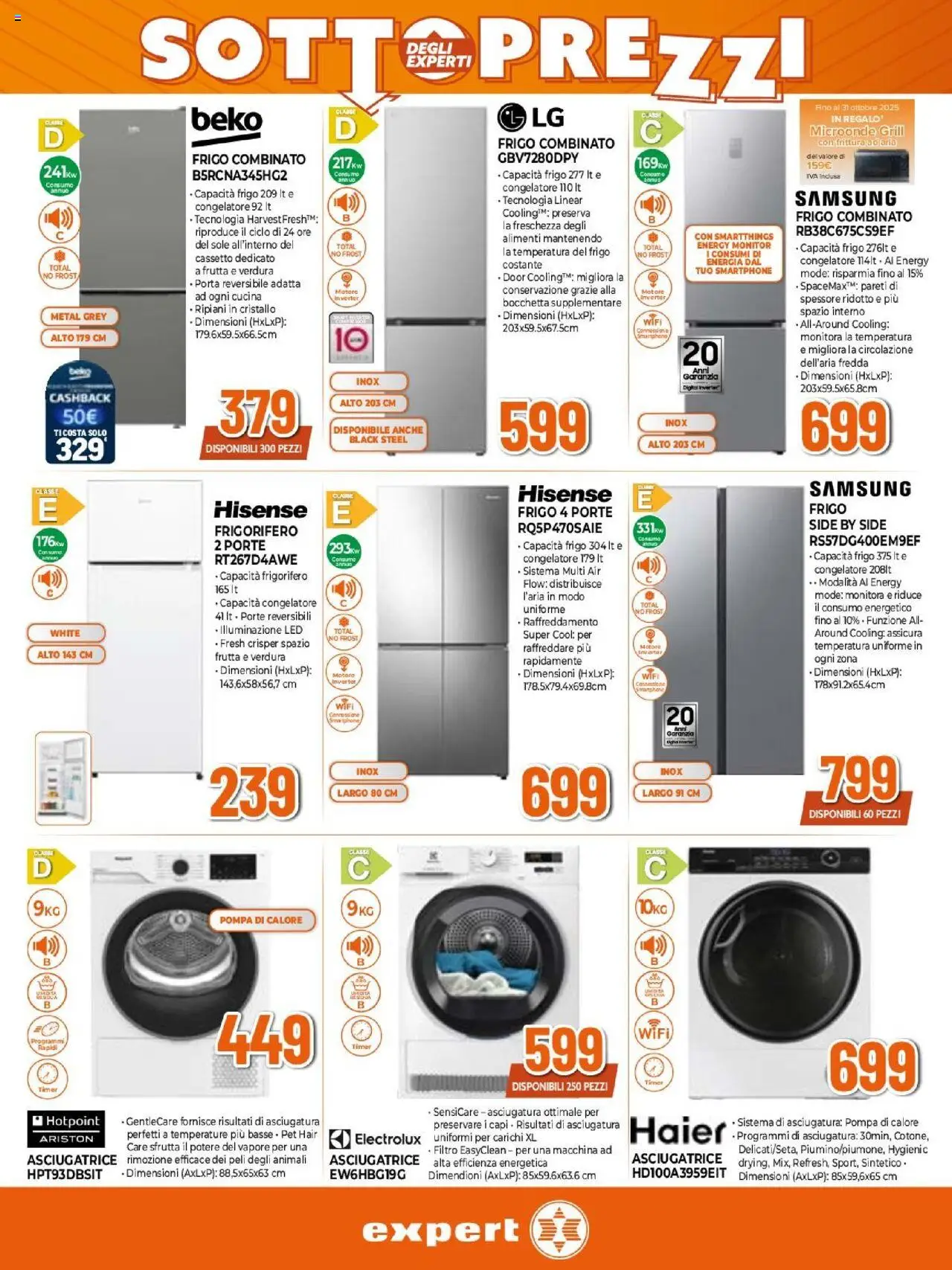 Volantino Expert del 02.10.2025 | Pagina: 22 | Prodotti: Microonde, Asciugatrice, Frigorifero, Congelatore