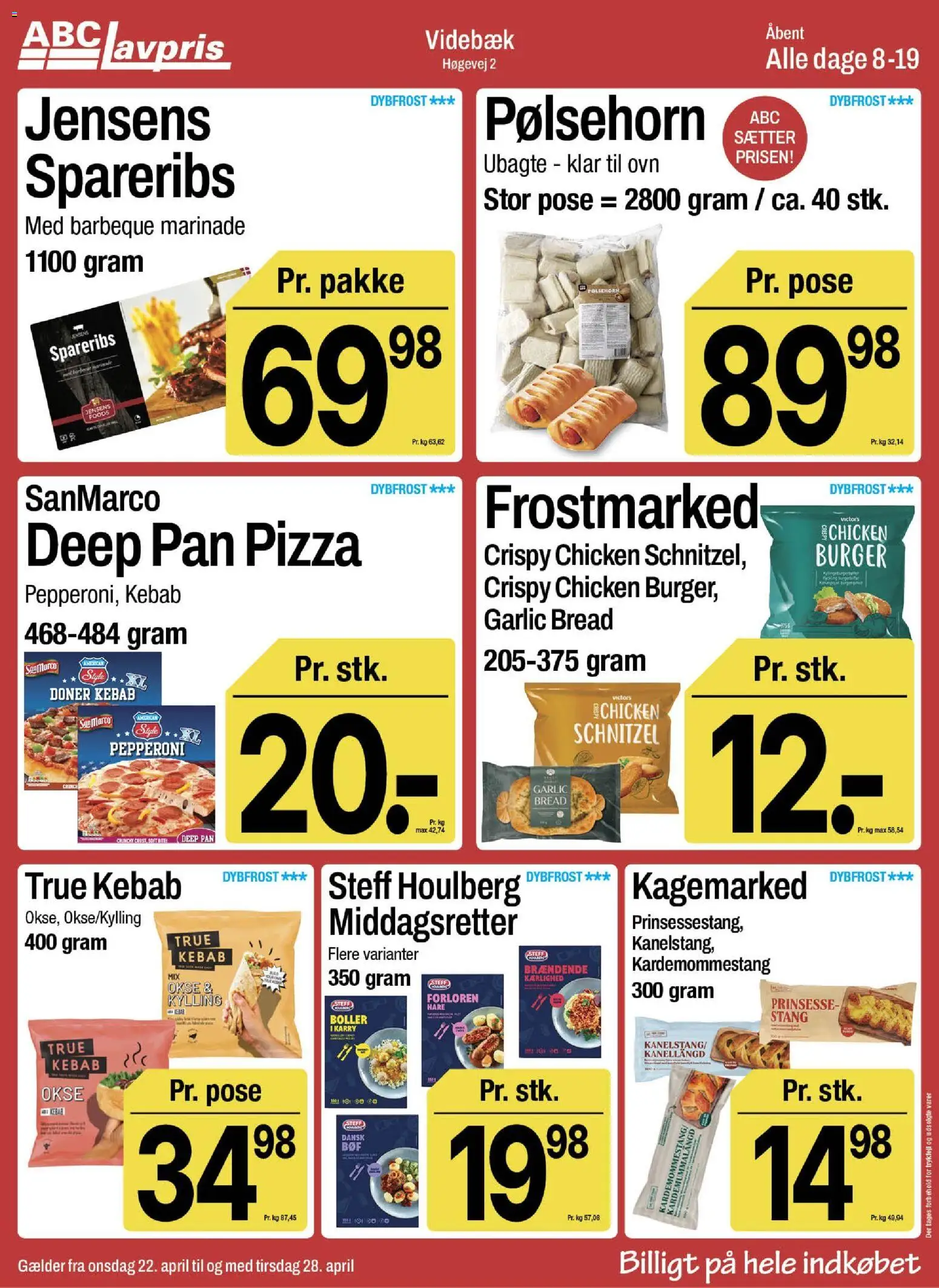 Abc Lavpris tilbudsavis – gyldig fra 22.04.2026 | Side: 6 | Produkter: Karry, Pølsehorn, Pizza, Kebab