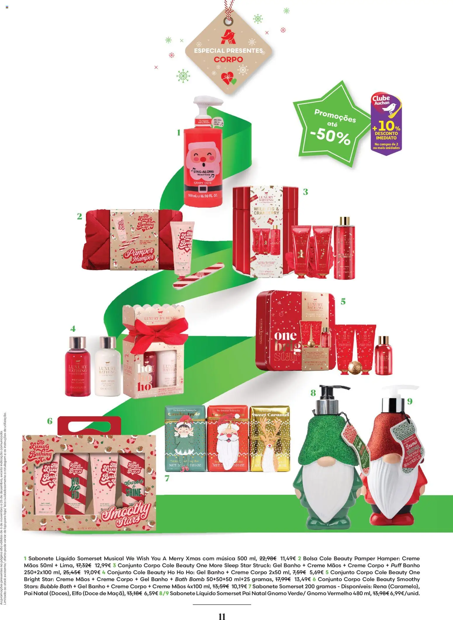 Auchan - Vem aí o Natal │ válido de 06.11.2025 | Página: 11 | Produtos: Bolsa, Sabonete líquido, Sabonete, Creme