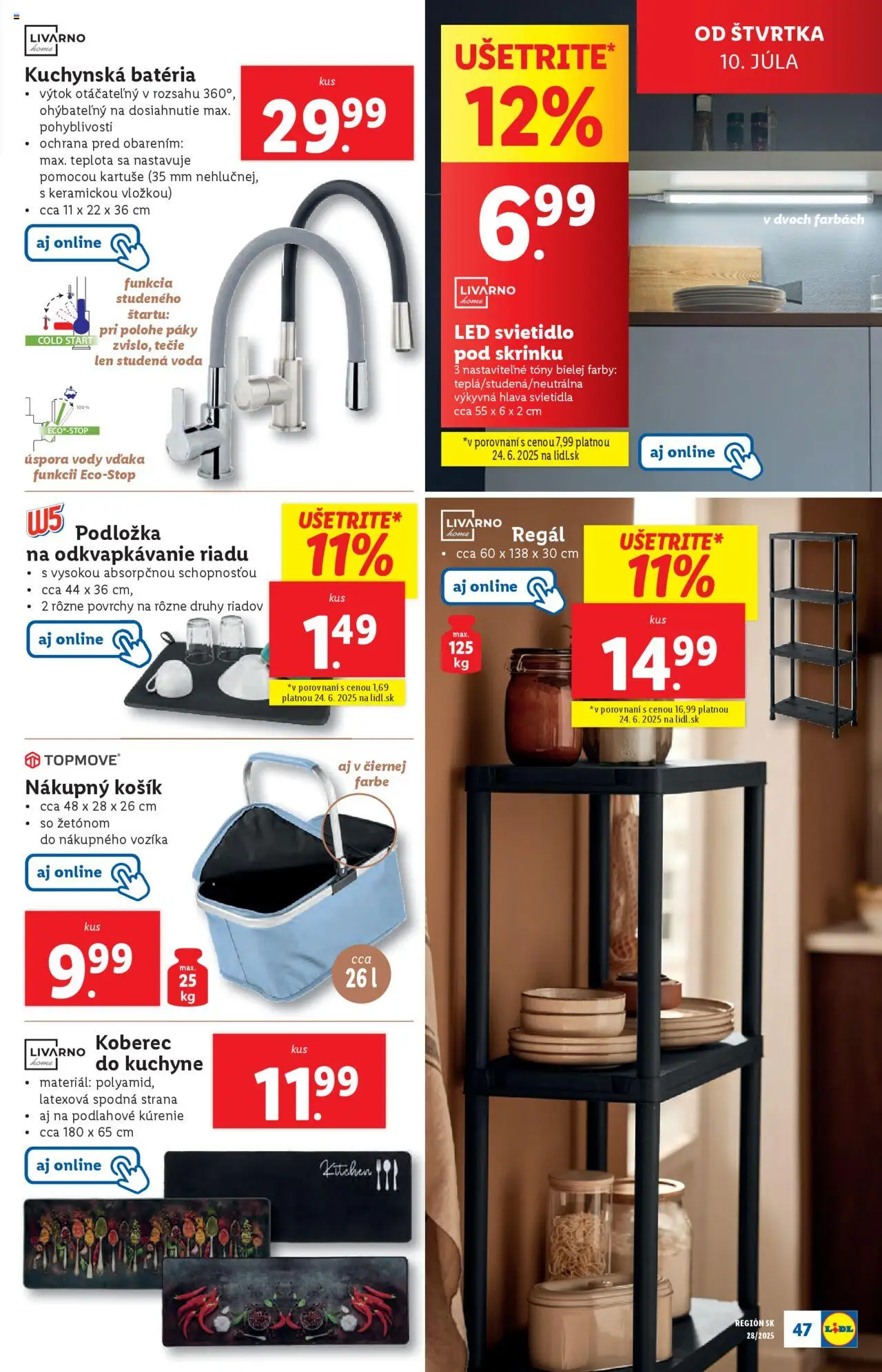 Lidl leták │ platný od 07.07.2025 | Strana: 55 | Produkty: Svietidlá, Regál, Koberec do kuchyne, Koberec
