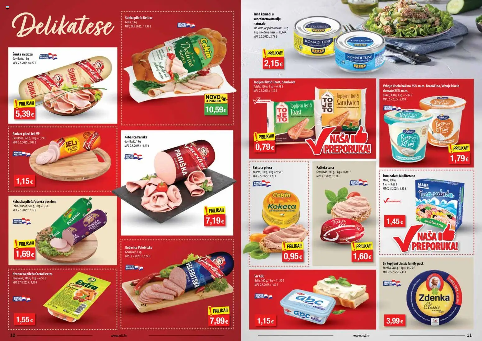 NTL katalog | vrijedi od 05.11.2025 | Stranica: 6 | Proizvodi: Šunka, Salata, Kobasica, Tuna