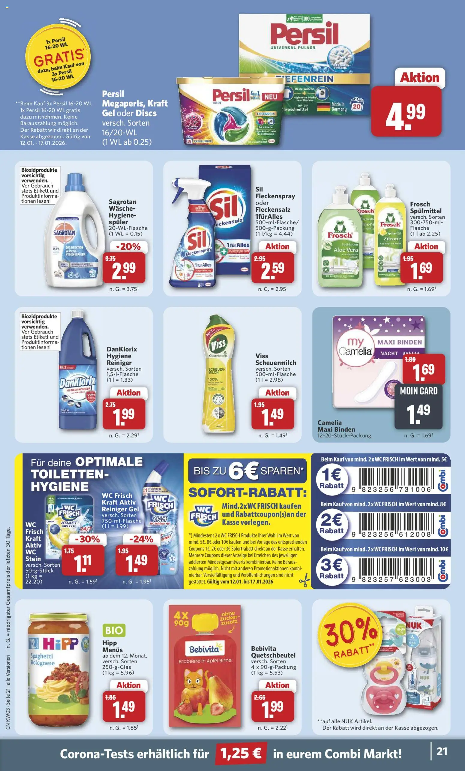 Combi Prospekt 	 – gültig ab 12.01.2026 | Seite: 21 | Produkte: Wc frisch, Zitrone, Birne, Persil
