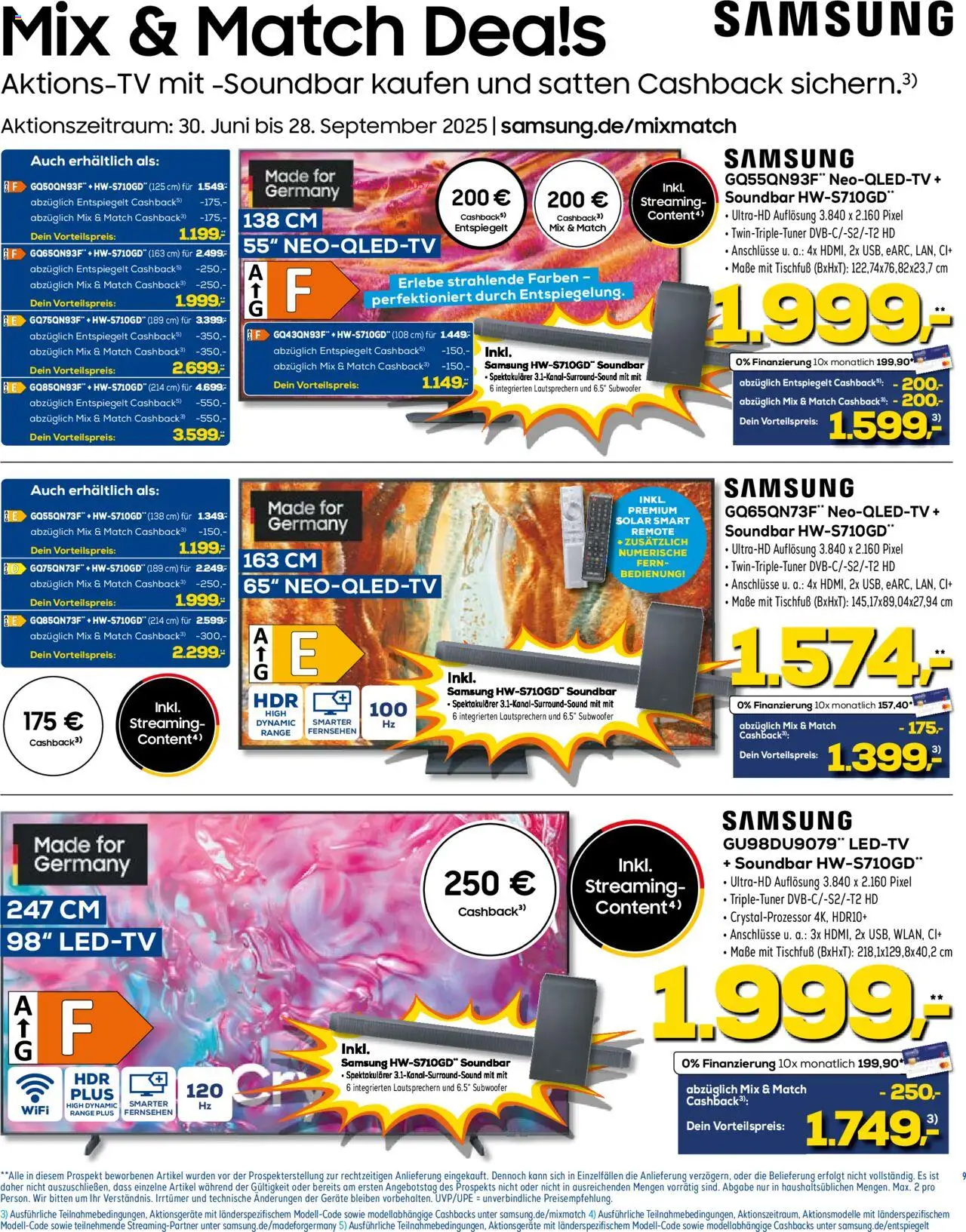 Euronics Prospekt 	 - gültig ab dem 13.08.2025 | Seite: 9 | Produkte: Fernsehen, Samsung, Soundbar